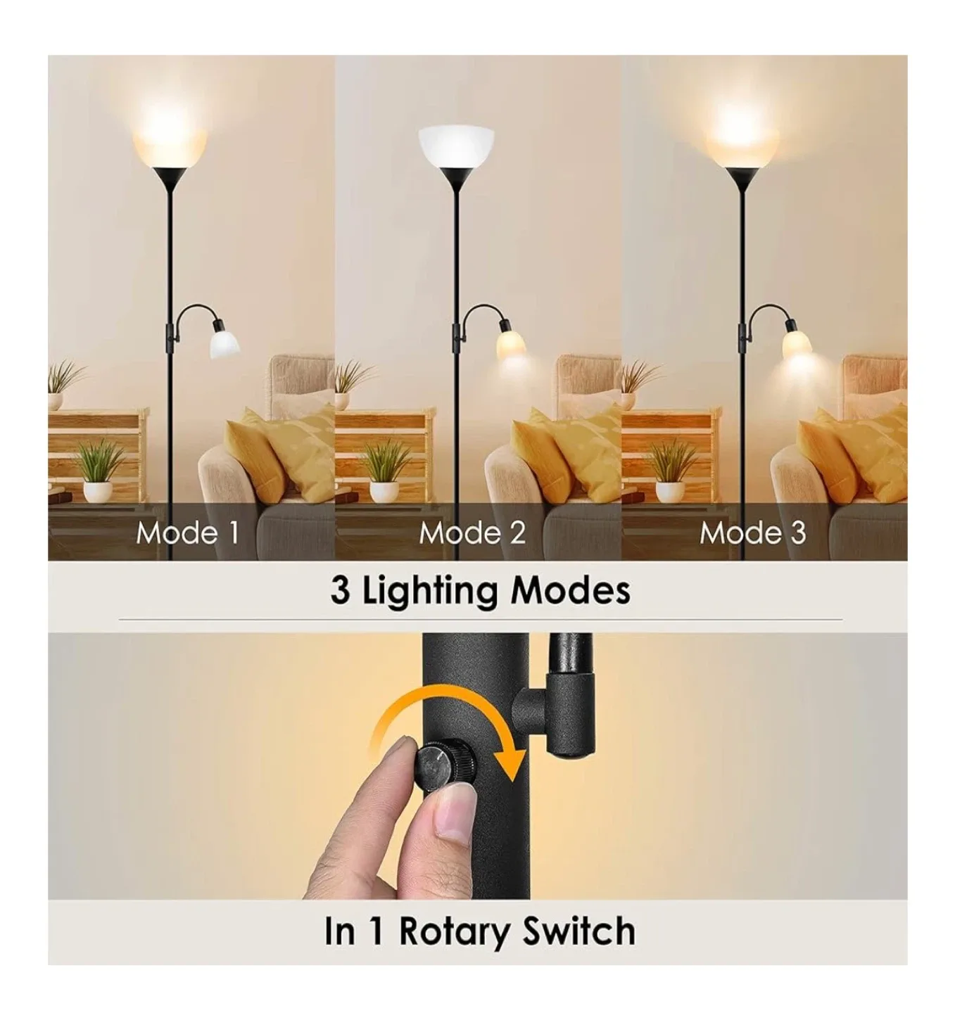 Black Floor Lamp with Reading Light image indicator(3)