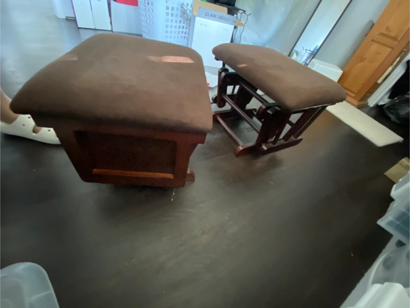 2 Glider Ottomans - Brown $10 each - photo 3