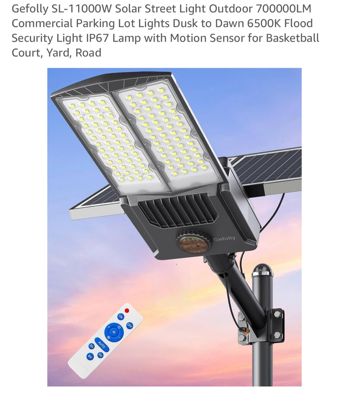 Gefolly SL-11000W Solar Street Light