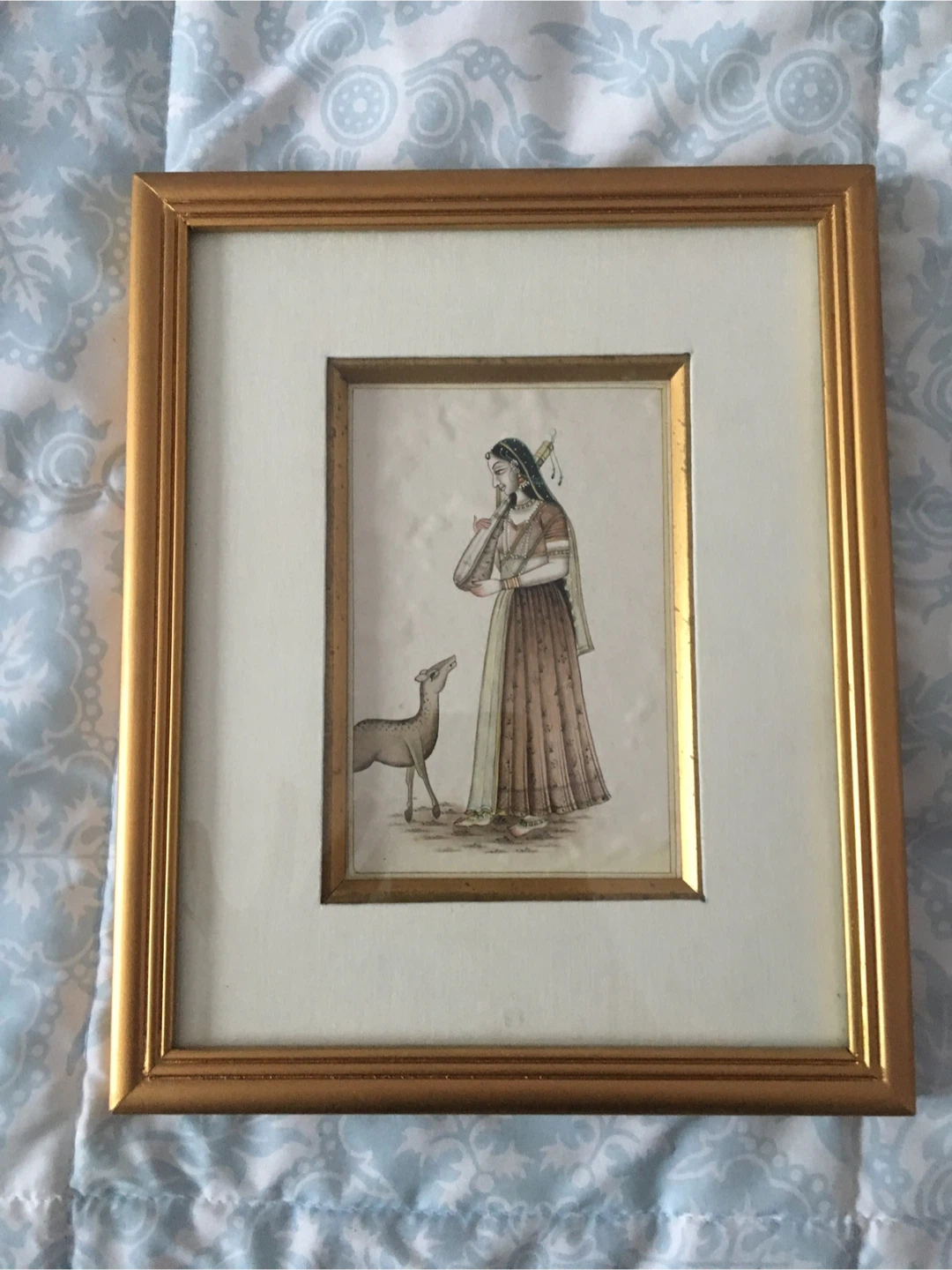 Framed Indian Woman Painting