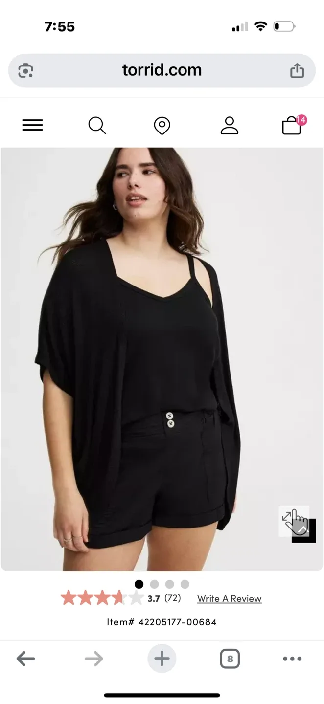 Torrid Slub Hacci Short-Sleeve Open-Front Cocoon Cardigan image indicator(2)