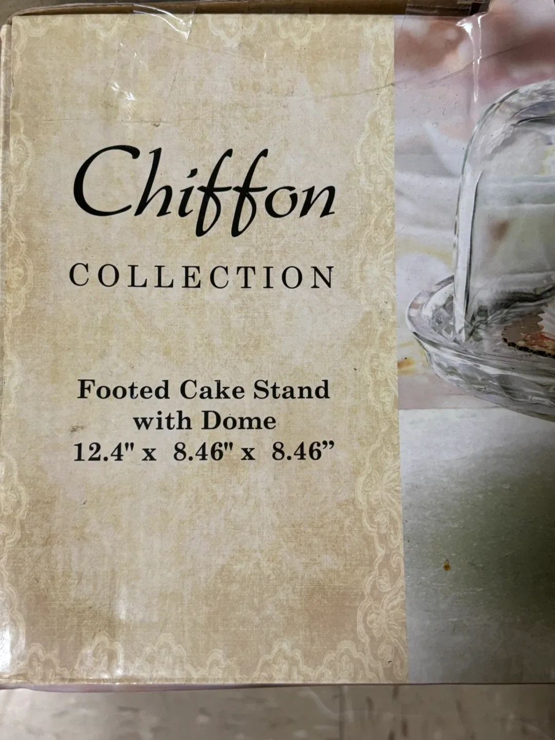 Chiffon Collection Glass Footed Cake Stand with Dome image indicator(3)