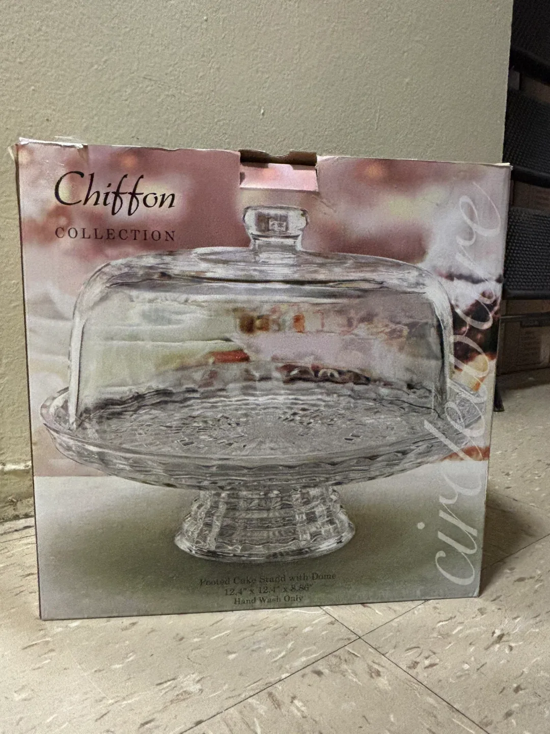 Chiffon Collection Glass Footed Cake Stand with Dome thumbnail