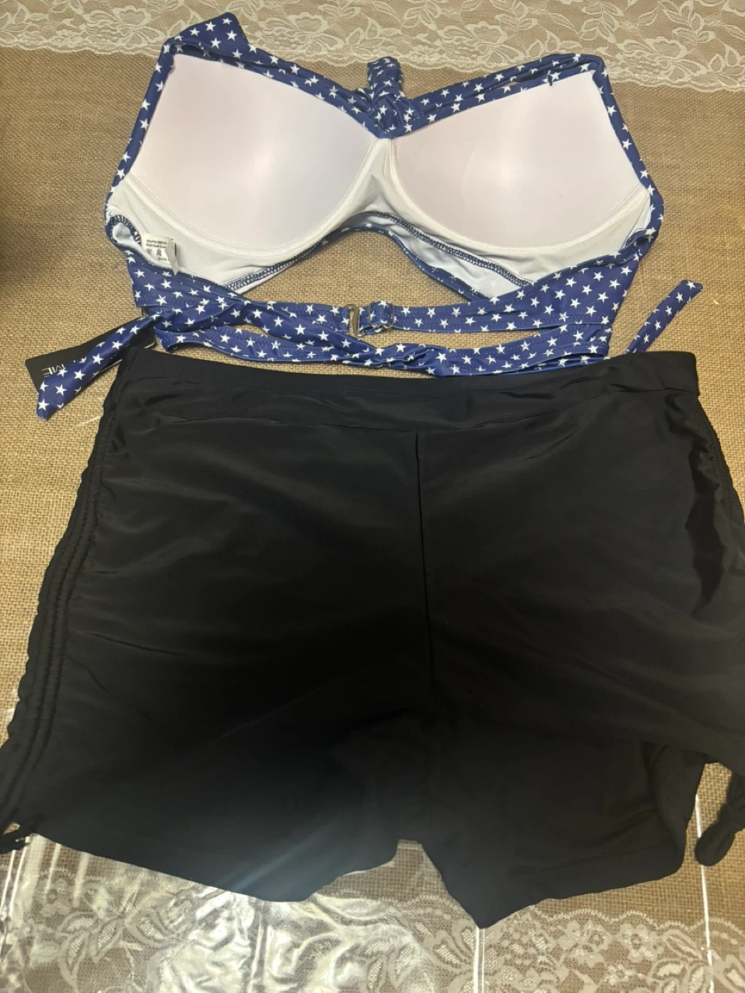 Tempt Me Swimsuit - Blue Stars, Black Bottoms - Size L - photo 3