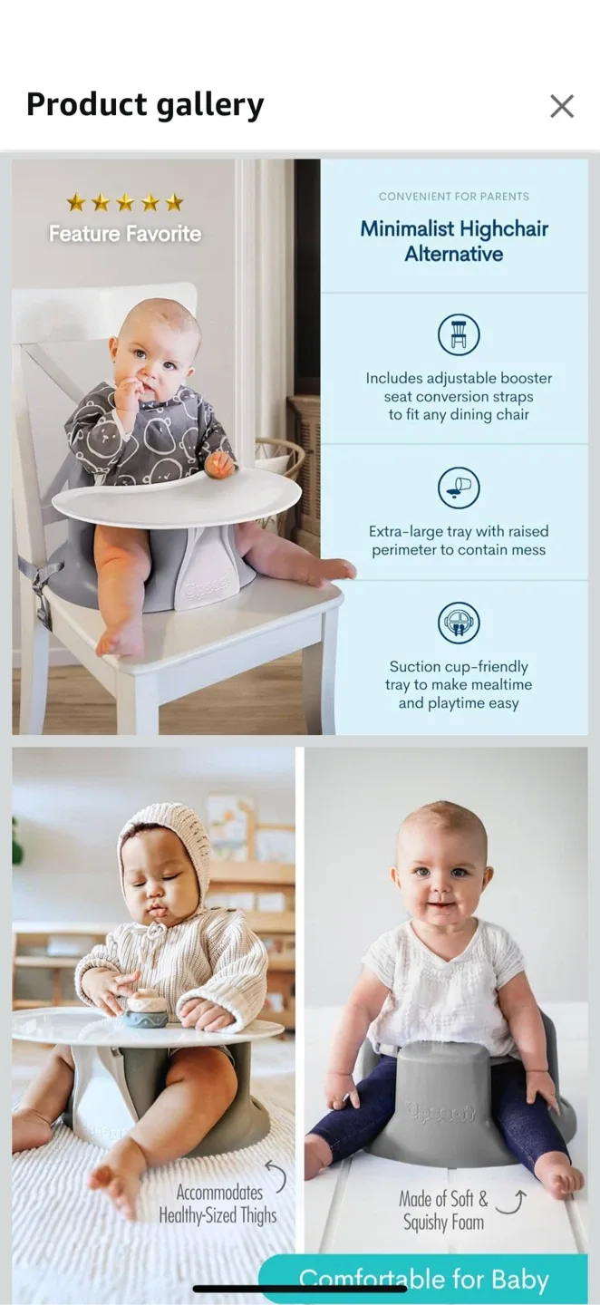 Upseat Baby Floor Seat Booster Chair with Tray image indicator(7)