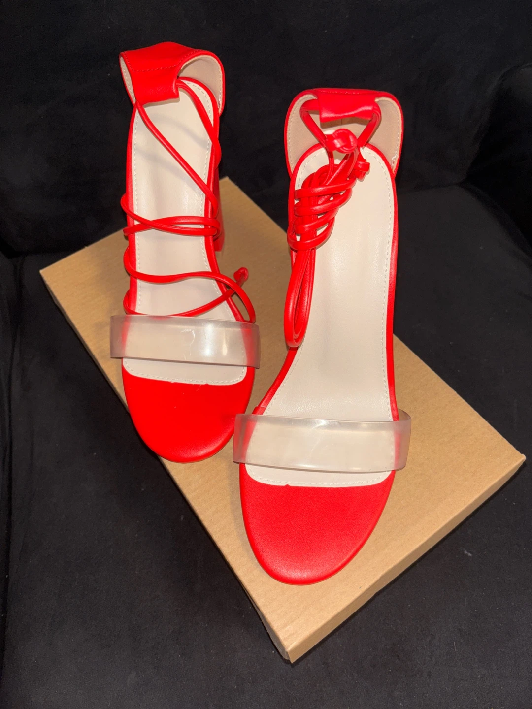 Red Lace-Up Heels, Size 6