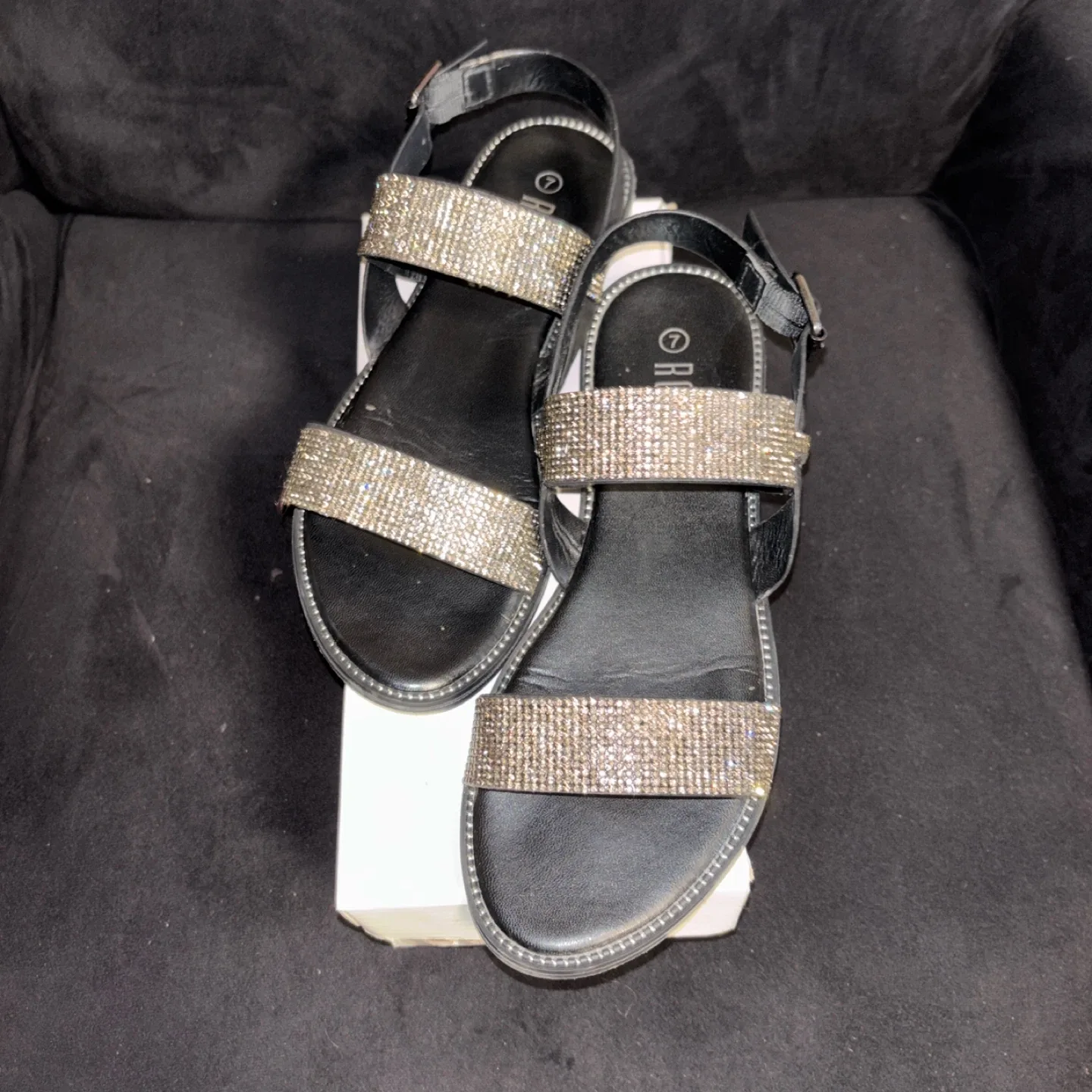Rouge Helium Rhinestone Sandals - Size 7 thumbnail