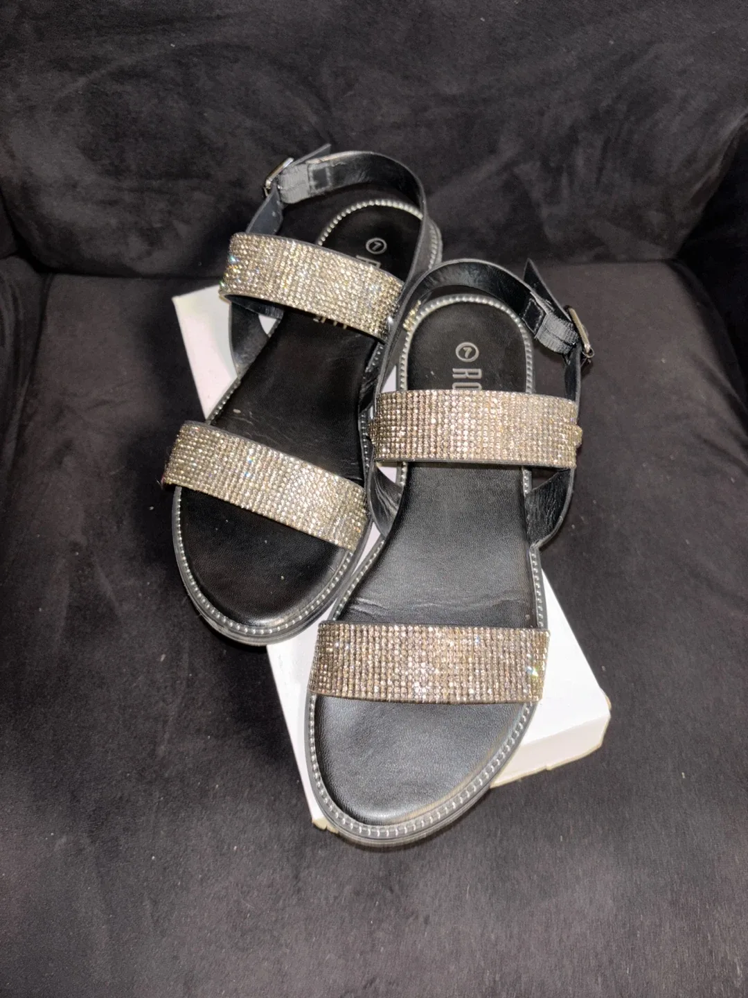 Rouge Helium Rhinestone Sandals - Size 7 image indicator(4)