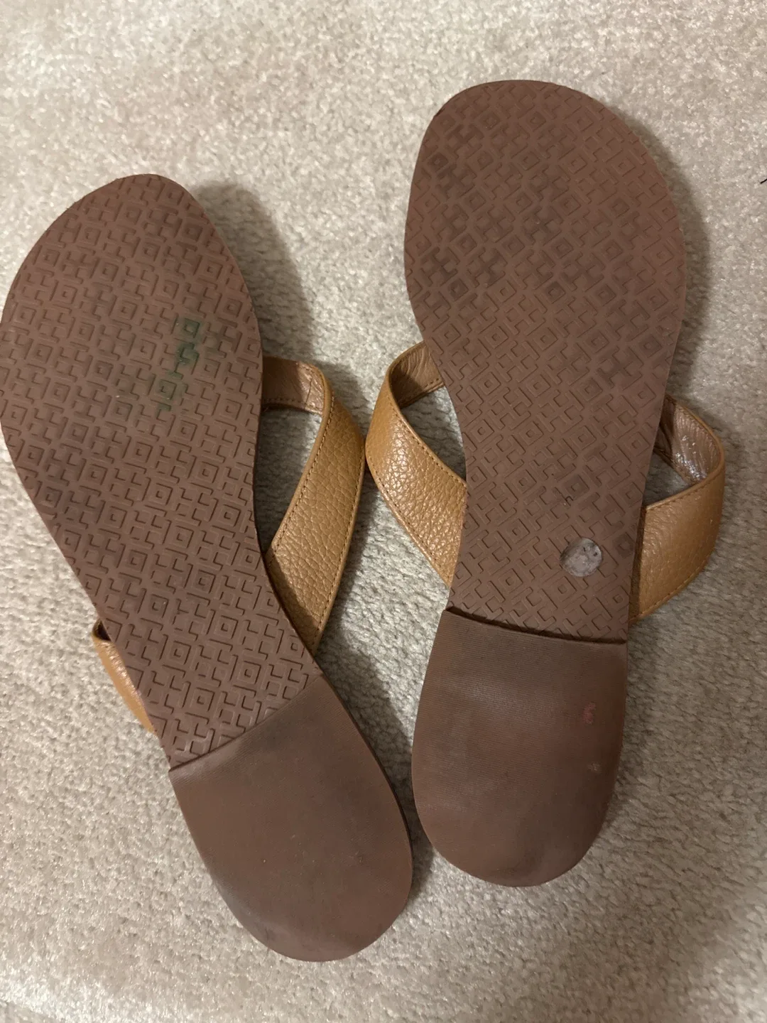 Tory Burch Brown Leather Flip Flops Size 11 image indicator(3)