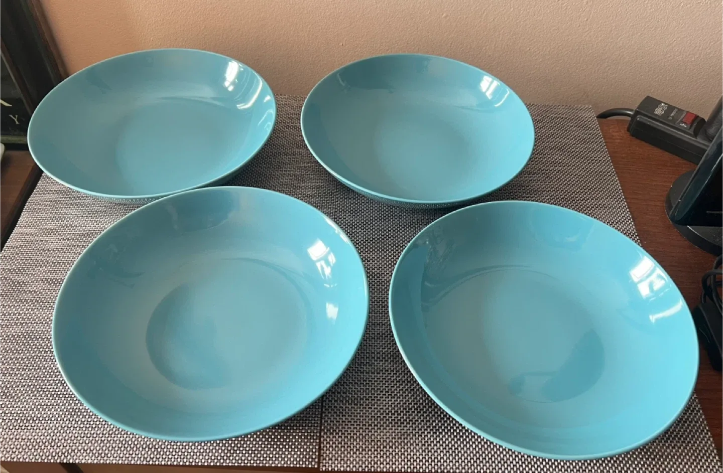 Set of 4 IKEA Turquoise Pasta/Soup/Salad Stoneware Plates  🧡 image indicator(3)