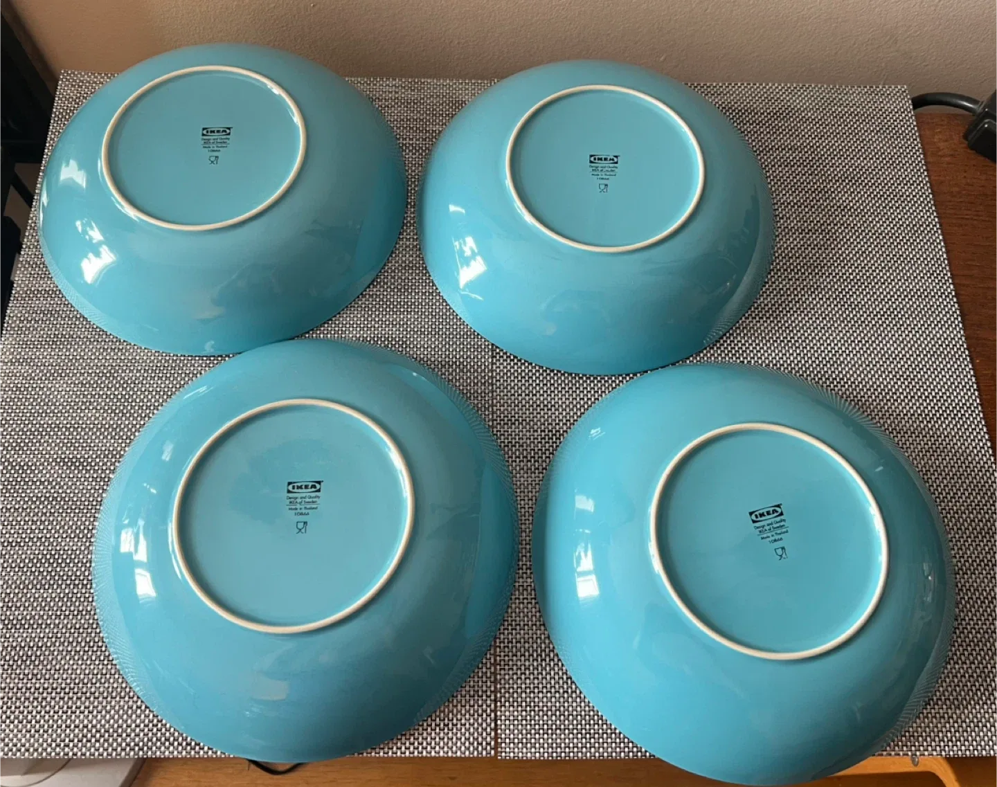 Set of 4 IKEA Turquoise Pasta/Soup/Salad Stoneware Plates  🧡 image indicator(4)