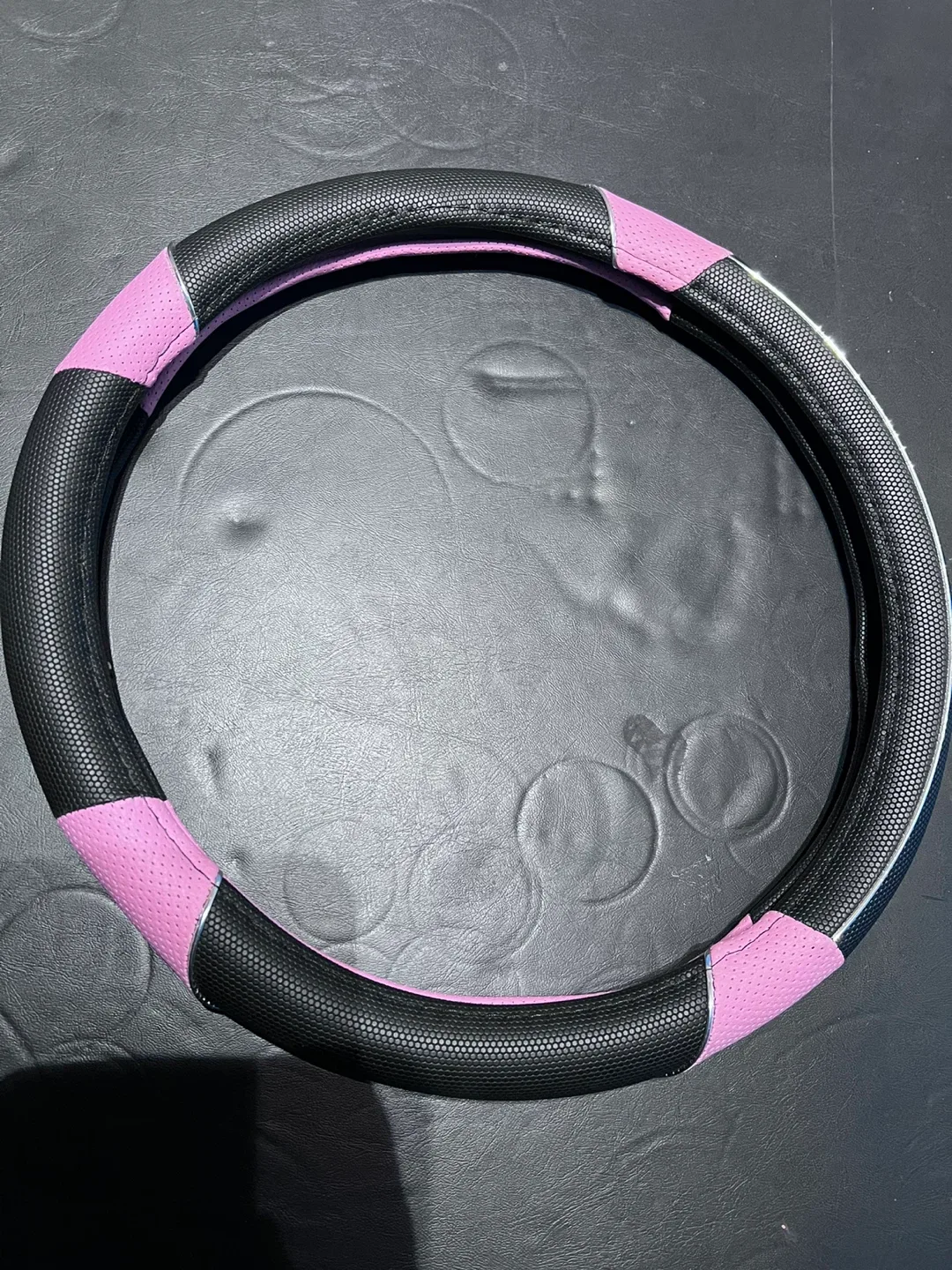 Steering Wheel Cover - Black & Pink