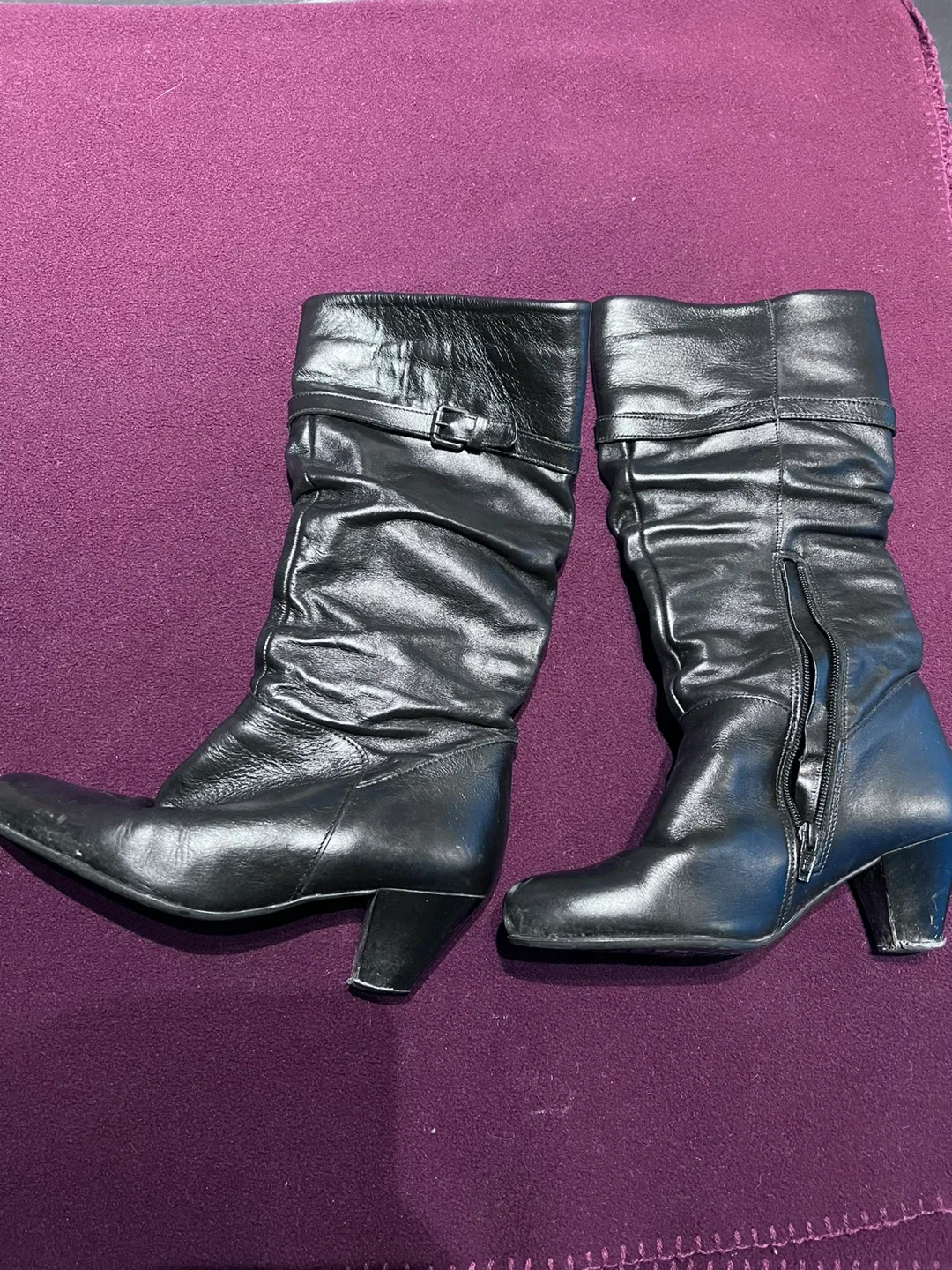 Black Leather Boots - Size 37