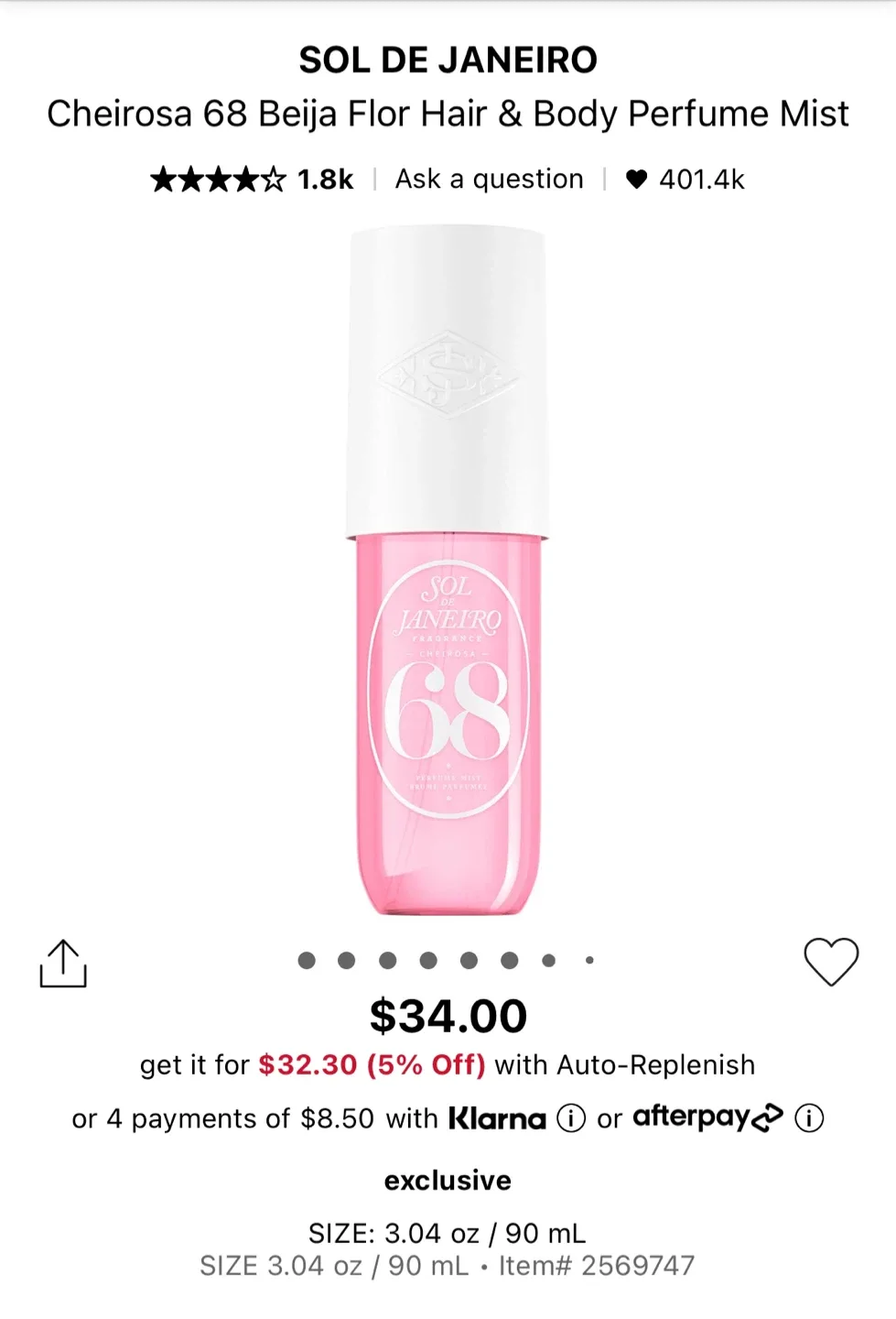 Sol de Janeiro Brazilian Crush Cheirosa 68 Perfume Mist image indicator(2)