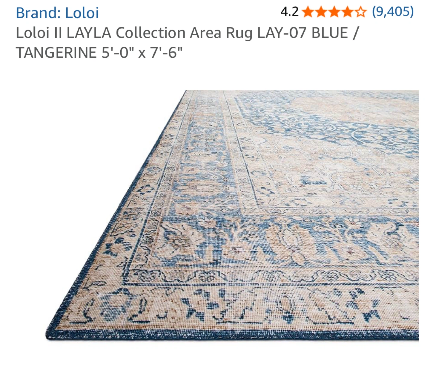Loloi II LAYLA Area Rug LAY-07 BLUE / TANGERINE 5' x 7'6" - photo 4