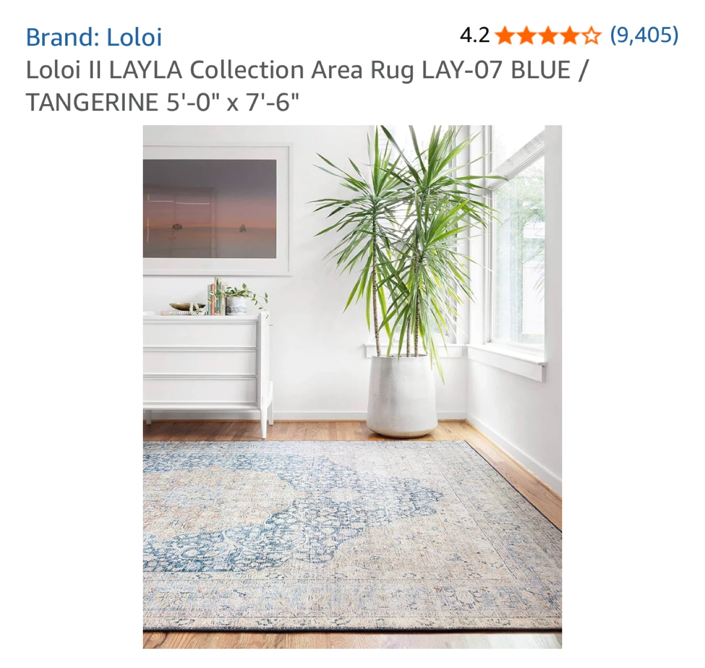 Loloi II LAYLA Area Rug LAY-07 BLUE / TANGERINE 5' x 7'6"