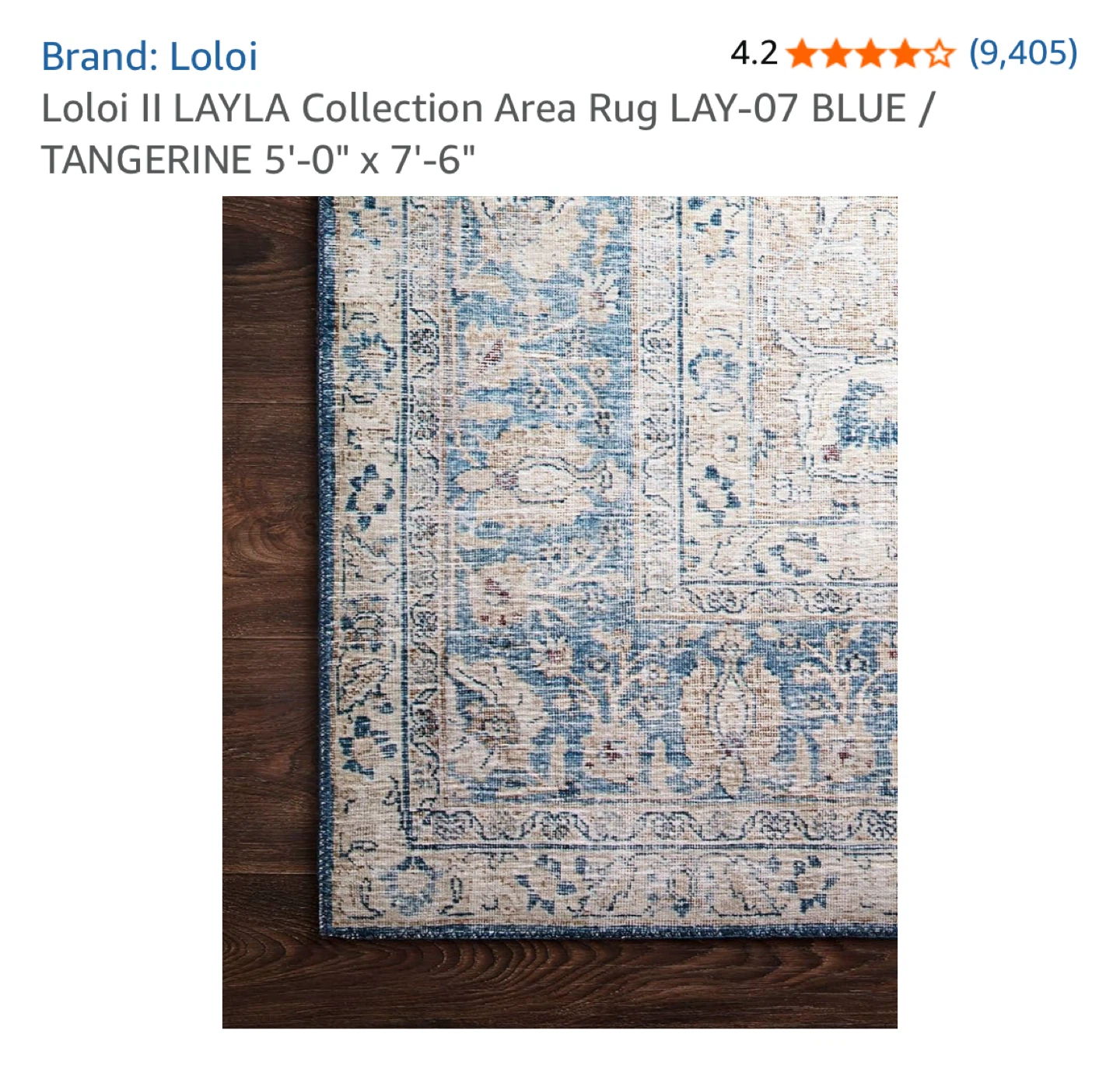 Loloi II LAYLA Area Rug LAY-07 BLUE / TANGERINE 5' x 7'6" - photo 5
