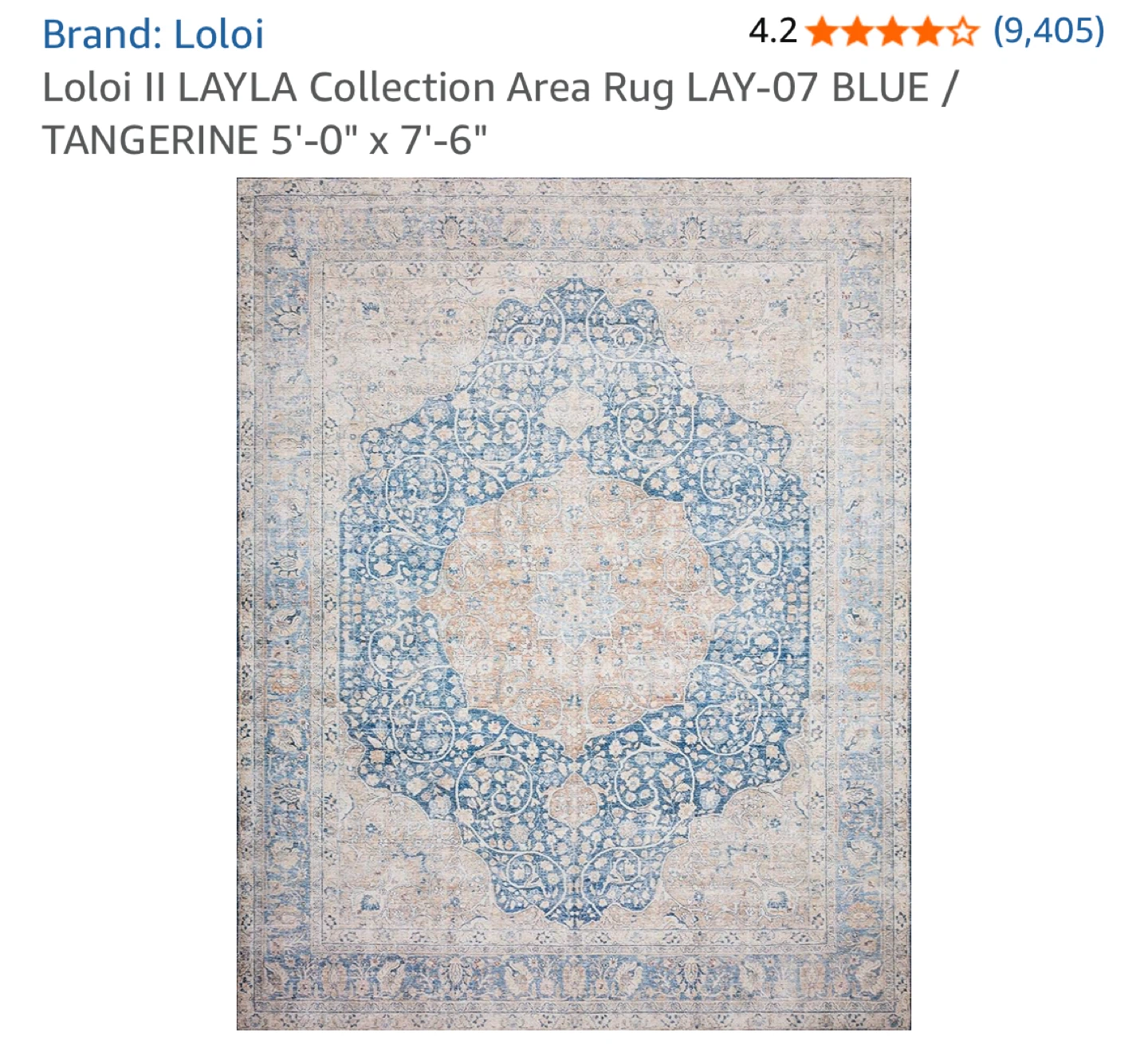 Loloi II LAYLA Area Rug LAY-07 BLUE / TANGERINE 5' x 7'6" - photo 3