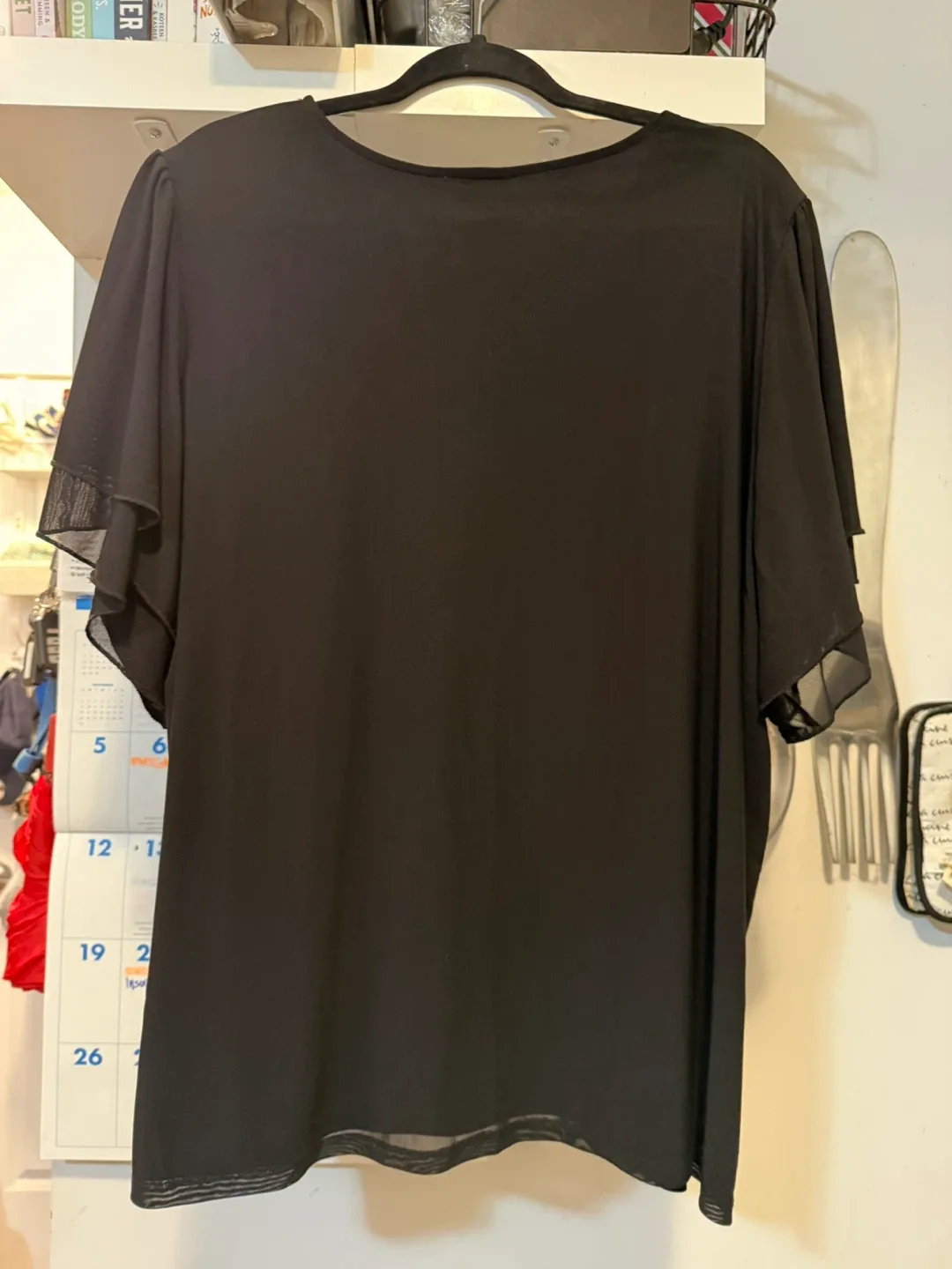 Torrid Double Flutter Sleeve Mesh Tee — Black — Size 3X (22–24) image indicator(3)