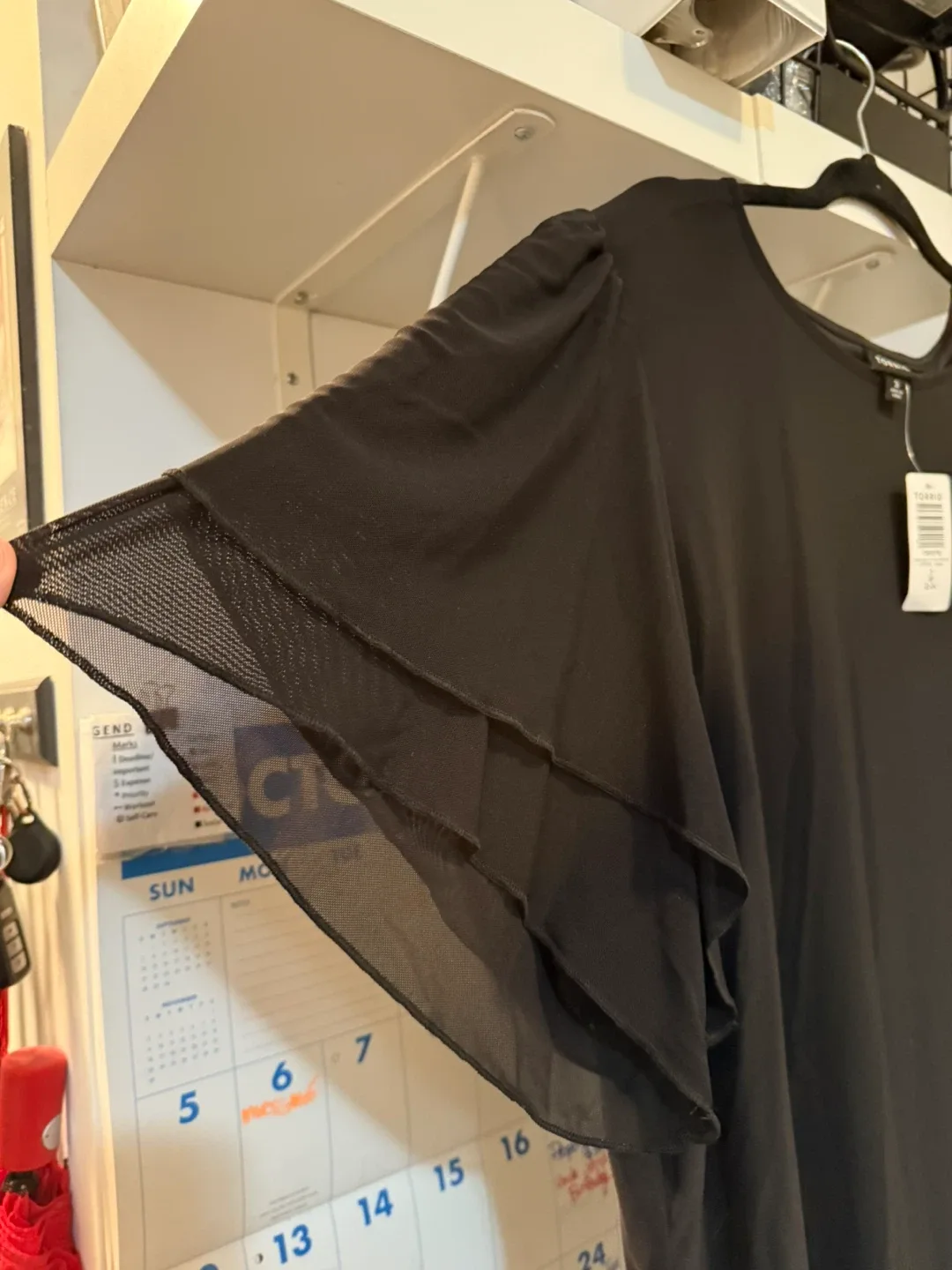 Torrid Double Flutter Sleeve Mesh Tee — Black — Size 3X (22–24) image indicator(4)