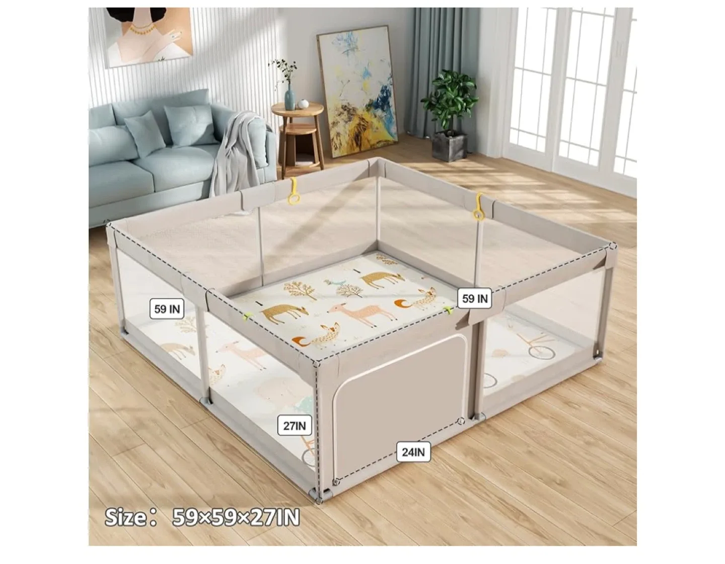 Baby Playpen with Mat 59x59x27 in image indicator(3)