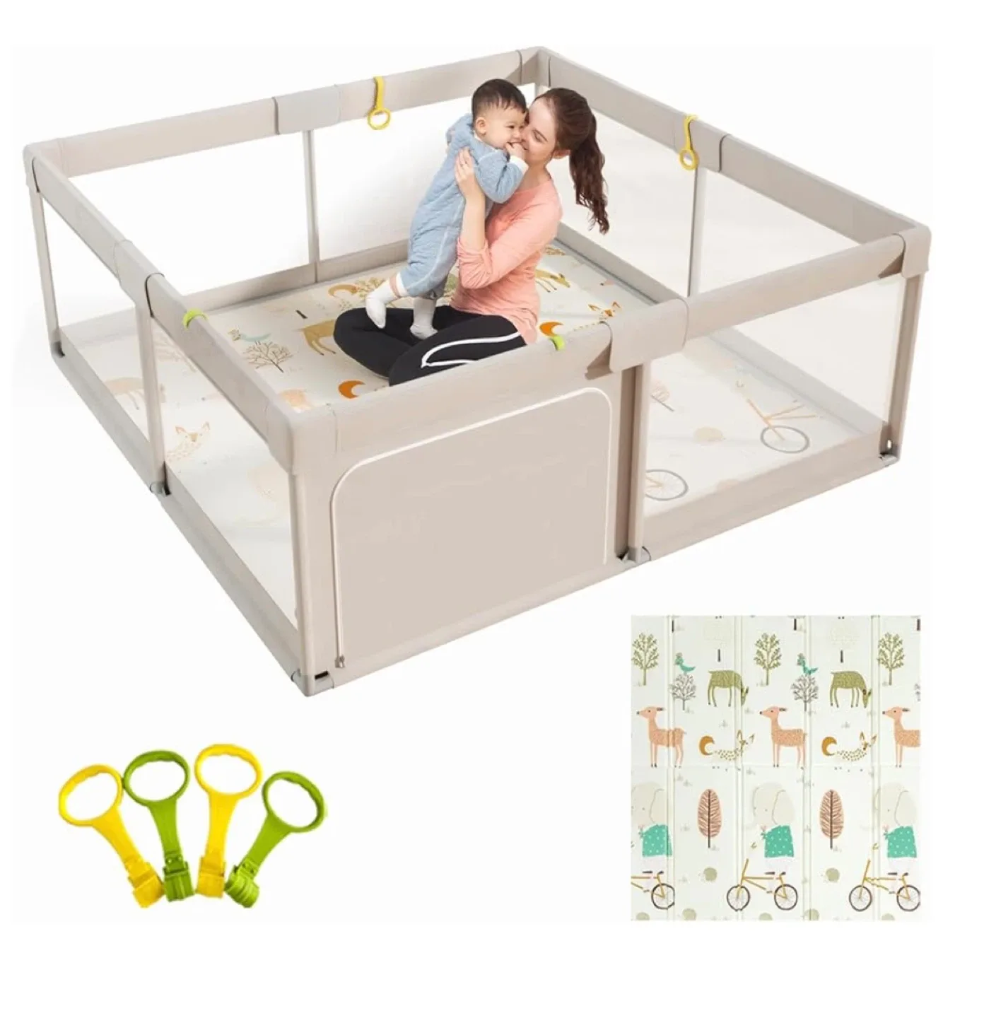 Baby Playpen with Mat 59x59x27 in thumbnail