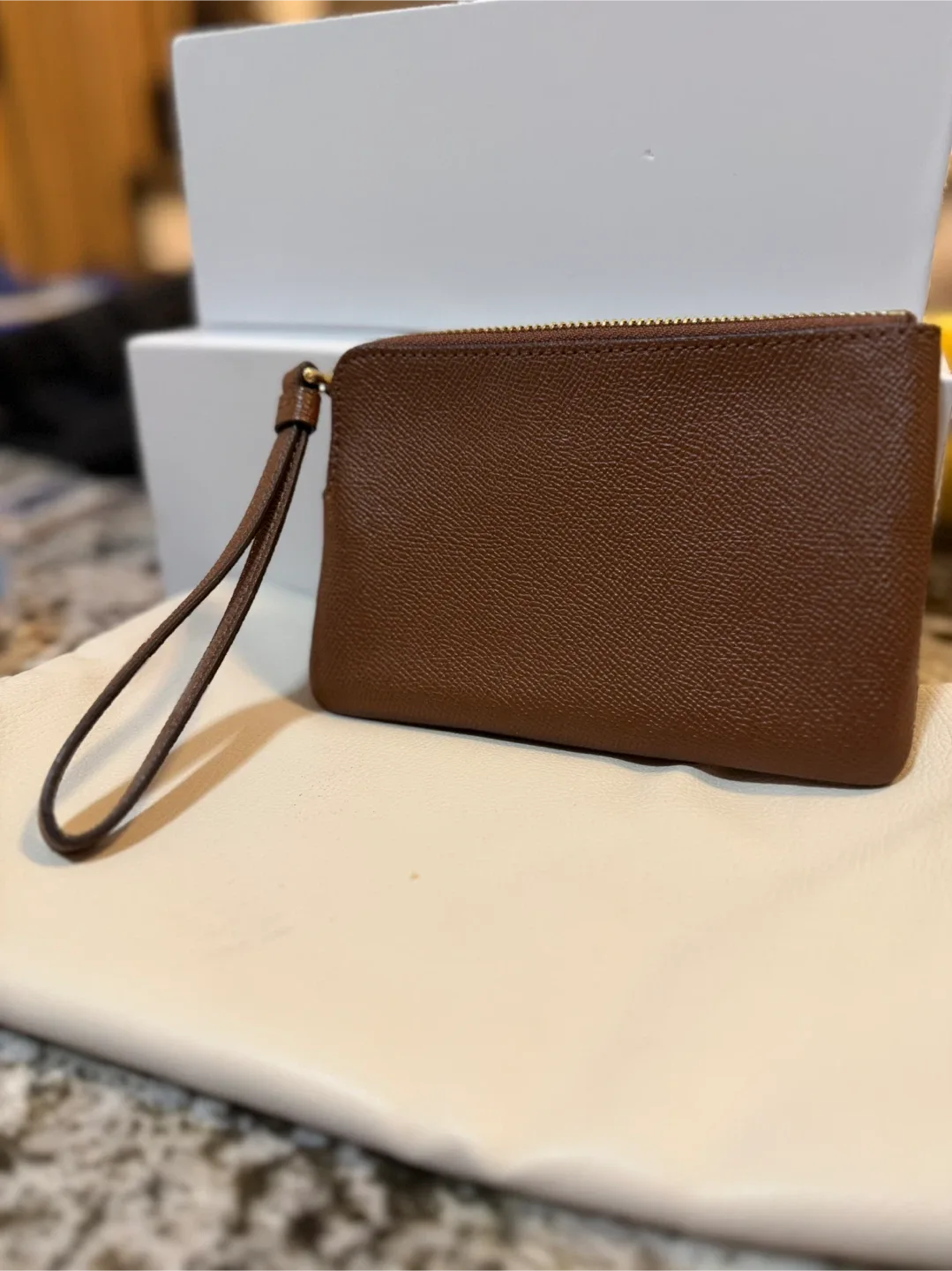 Coach Corner Zip Wristlet — Chestnut Brown — New, Never Used image indicator(2)