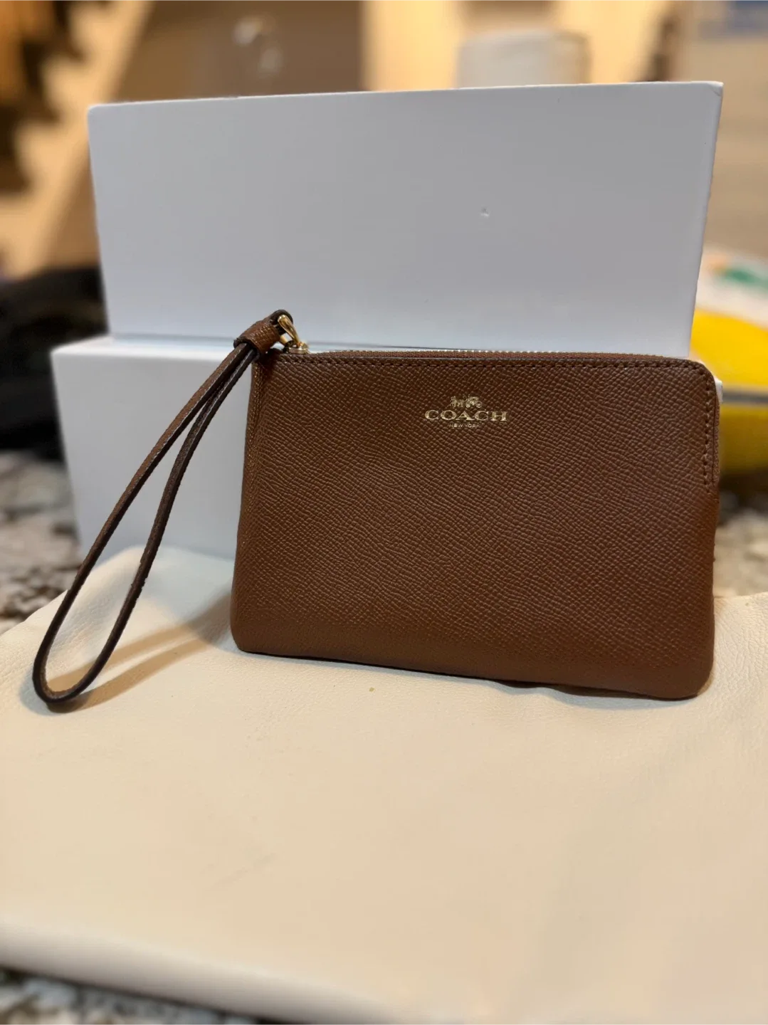 Coach Corner Zip Wristlet — Chestnut Brown — New, Never Used thumbnail