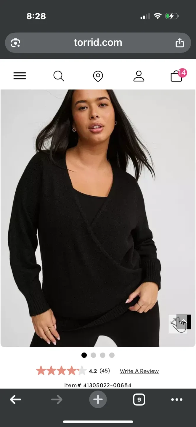 Torrid Black Wrap Front Cozy Sweater — Size 3 (3X / 22–24) thumbnail