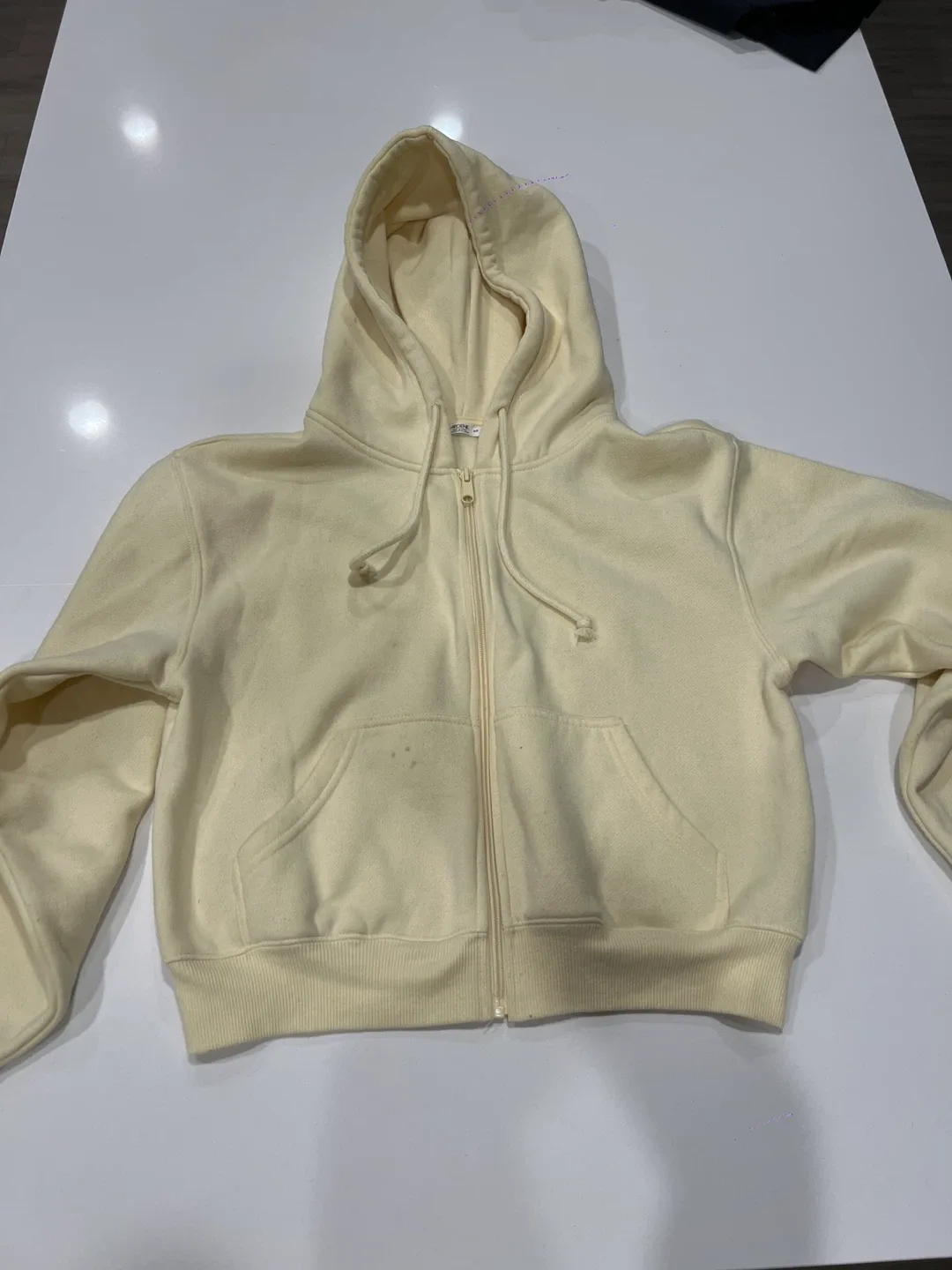 Ardene Cream Zip-Up Hoodie - Size S/P thumbnail