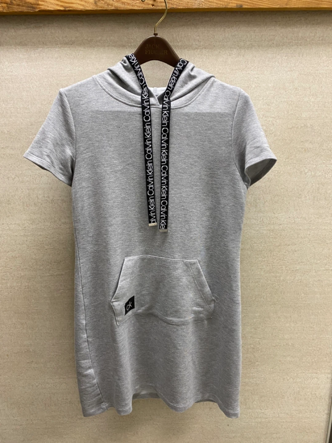 Calvin Klein Soft Grey Hoodie Dress Short Sleeves Size - Small