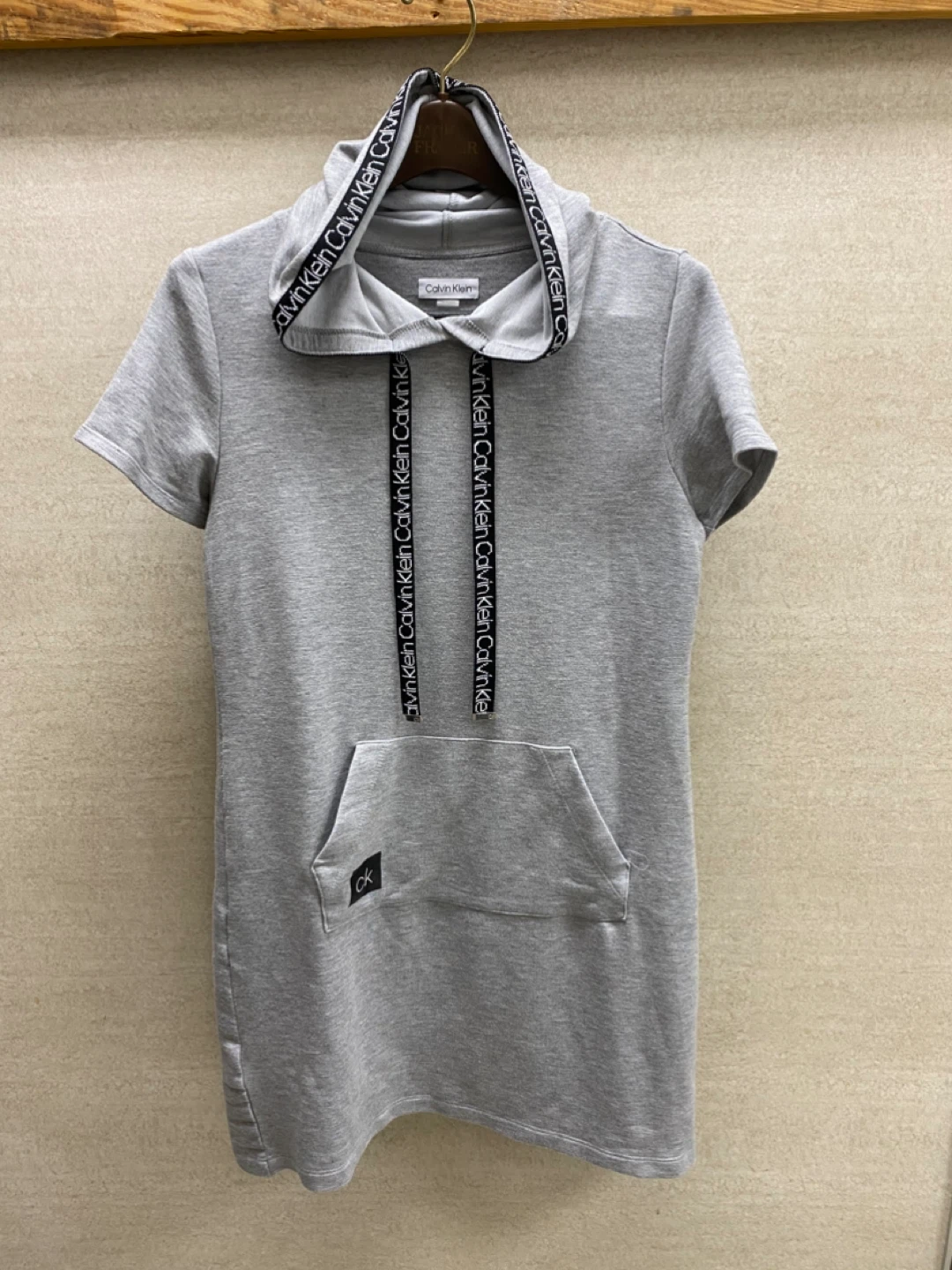 Calvin Klein Soft Grey Hoodie Dress Short Sleeves Size - Small - photo 2