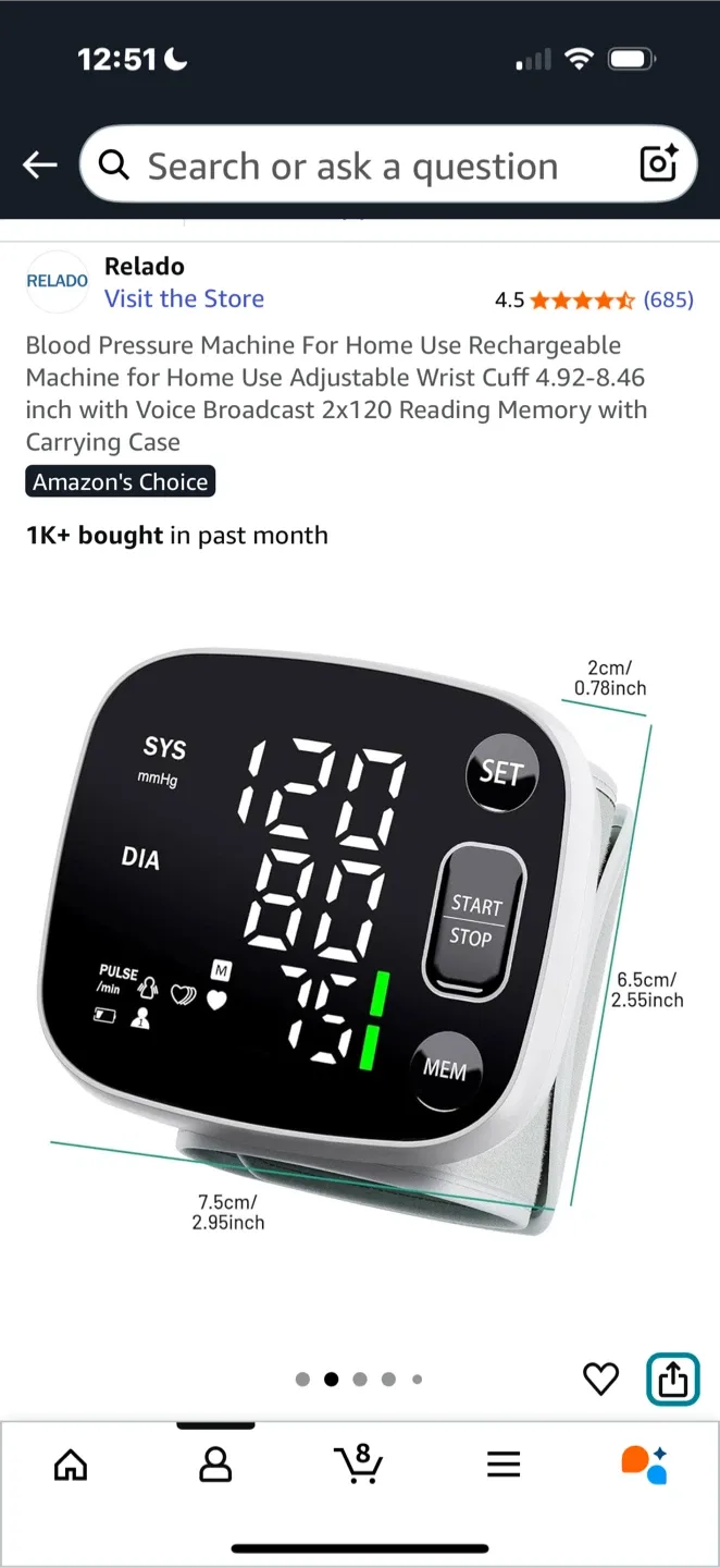 Relado Rechargeable Wrist Blood Pressure Monitor image indicator(7)