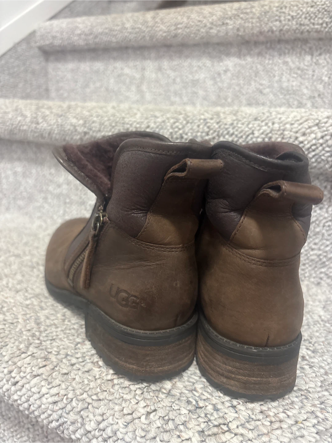 UGG Brown Leather Ankle Boots, Size 7 - photo 2