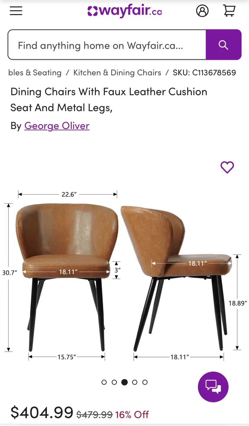 George Oliver Faux Leather Dining Chair Set image indicator(4)