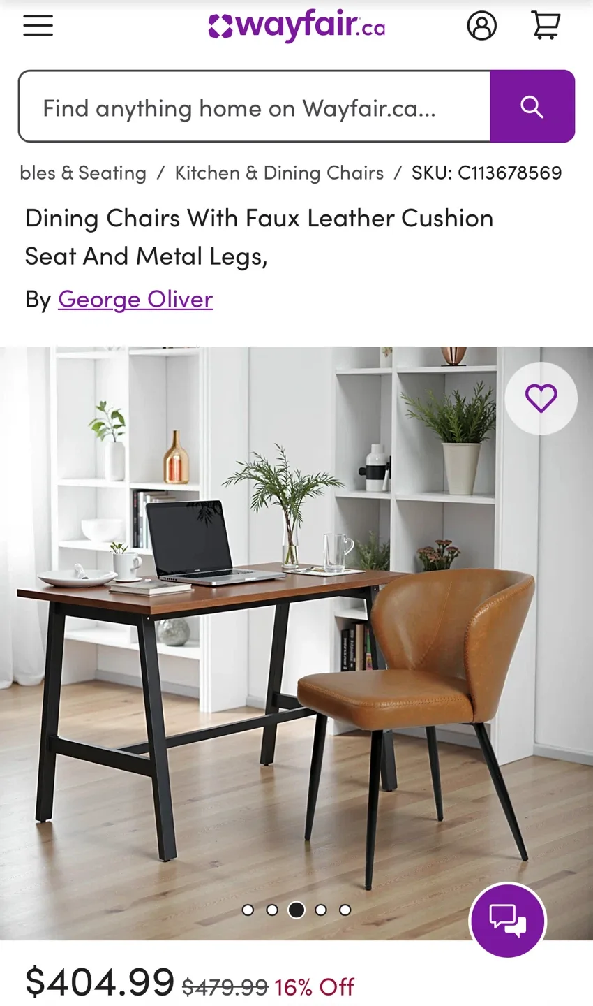 George Oliver Faux Leather Dining Chair Set image indicator(3)