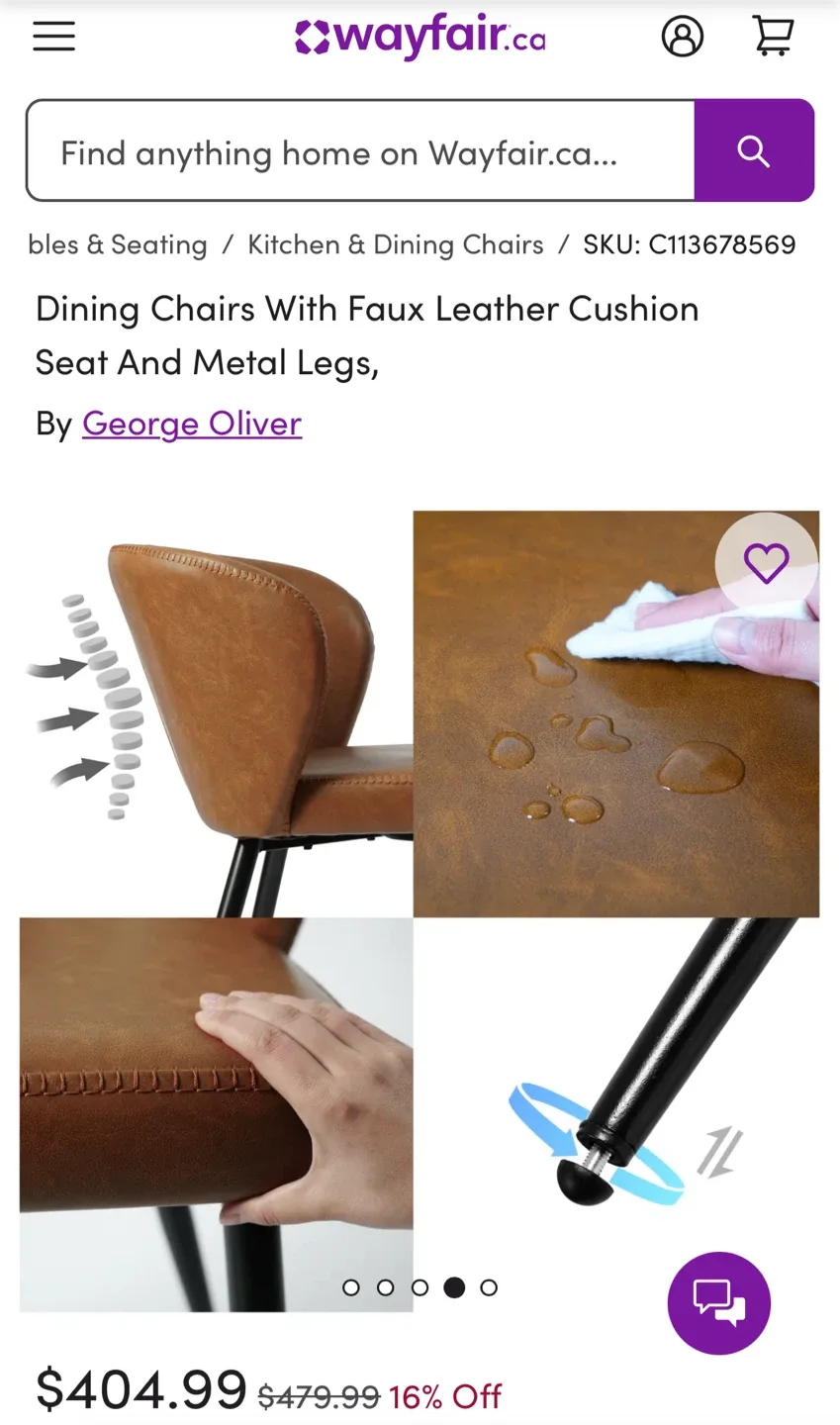 George Oliver Faux Leather Dining Chair Set image indicator(7)