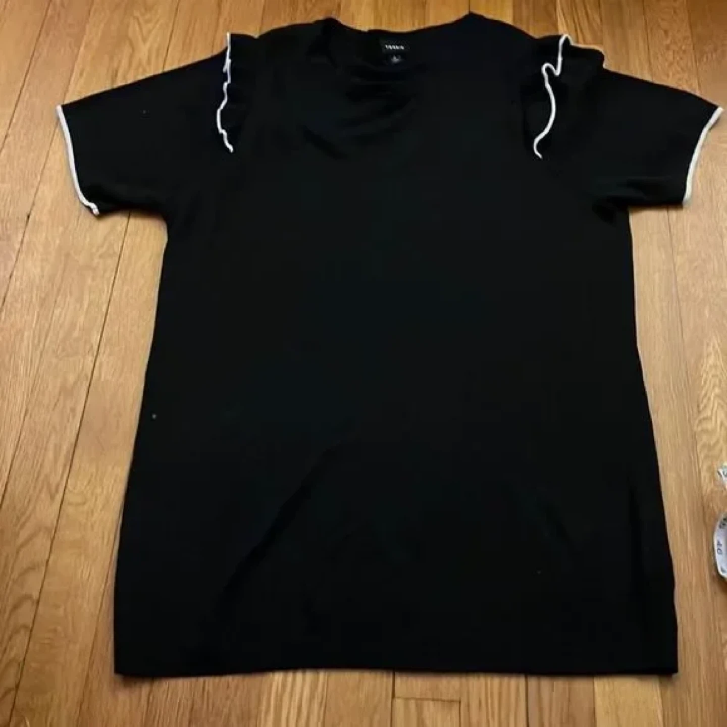 Torrid Black Knit Tee with Ruffle Shoulder Trim - photo 4