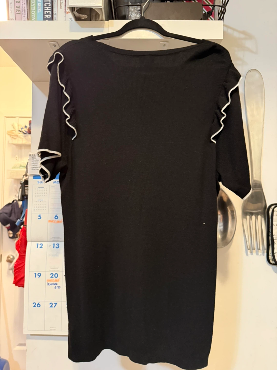 Torrid Black Knit Tee with Ruffle Shoulder Trim