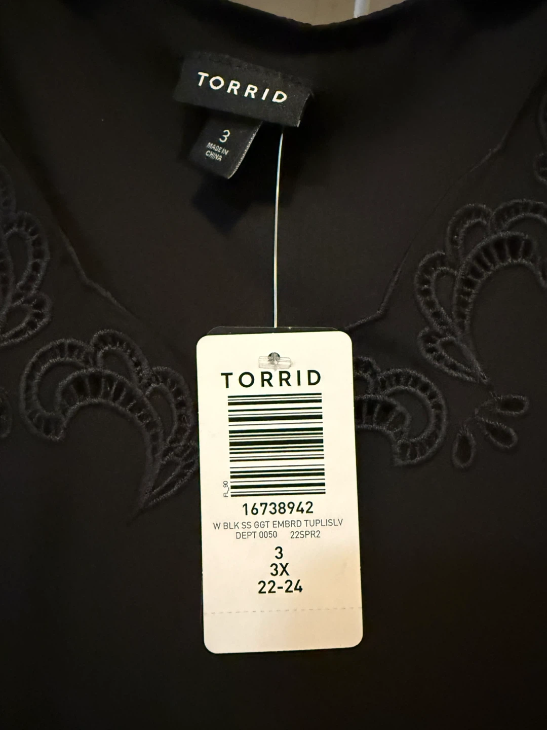 Torrid Black Embroidered Flutter Sleeve Blouse - photo 2