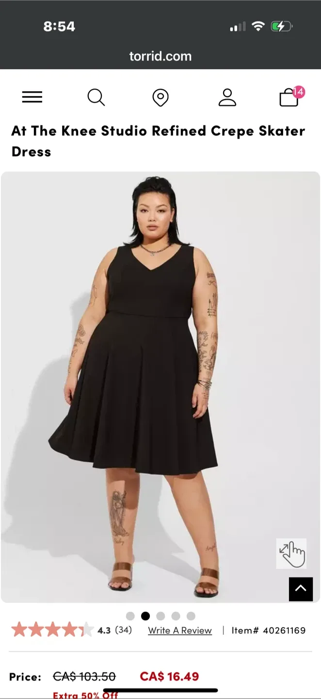 Torrid Black Skater Dress – Size 22 thumbnail