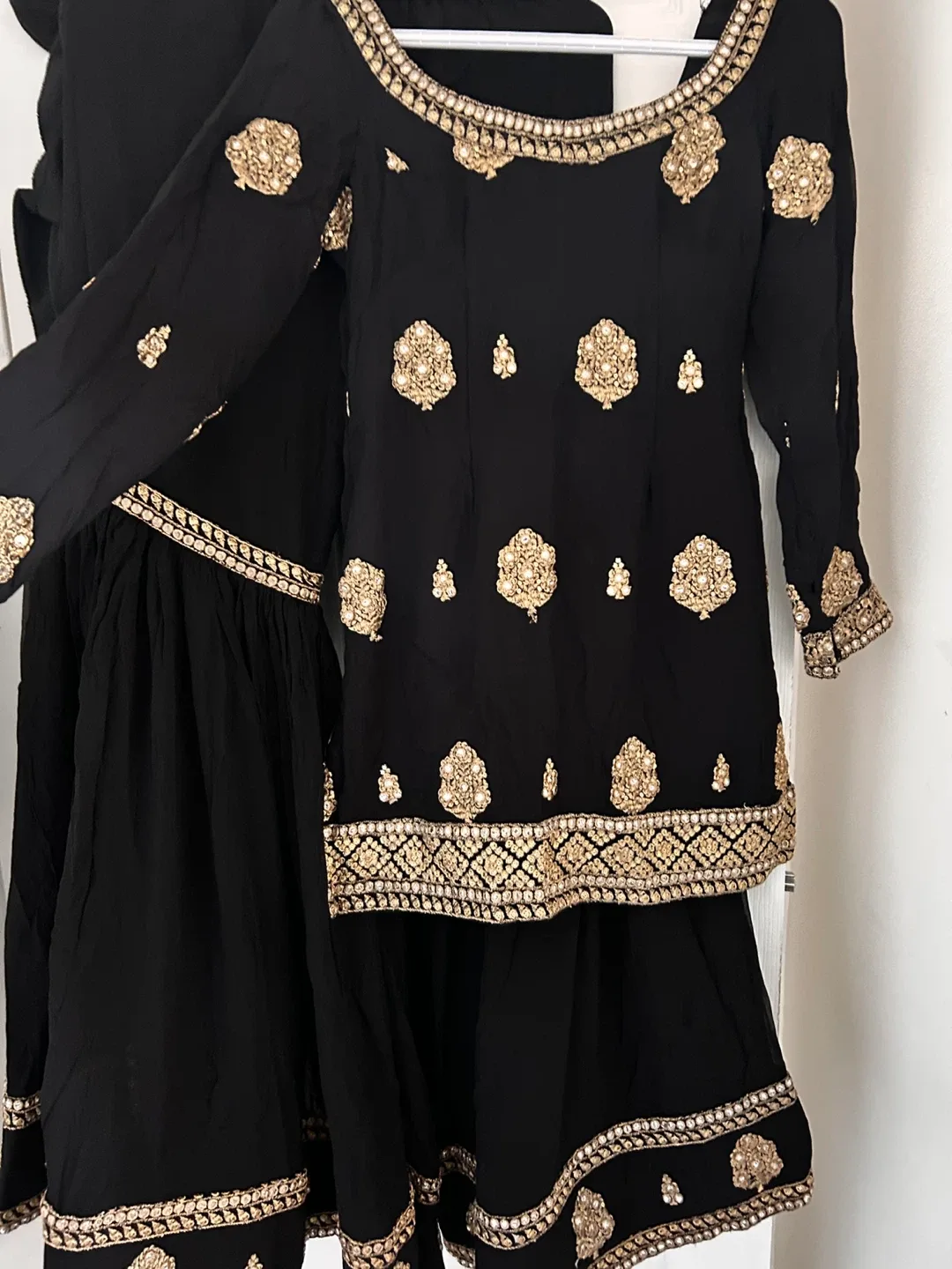 Black & Gold Embellished Gharara
