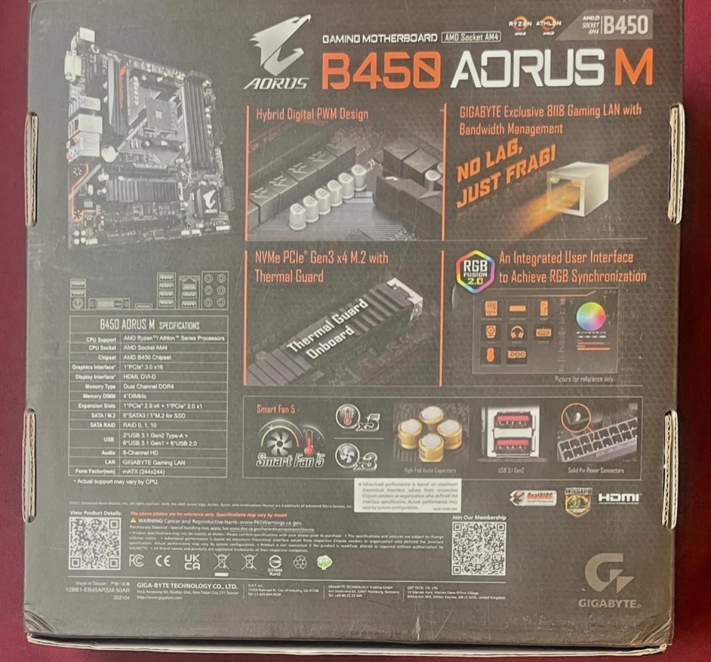Gigabyte Aorus B450M Gaming Motherboard - AMD Socket AM4 - photo 2