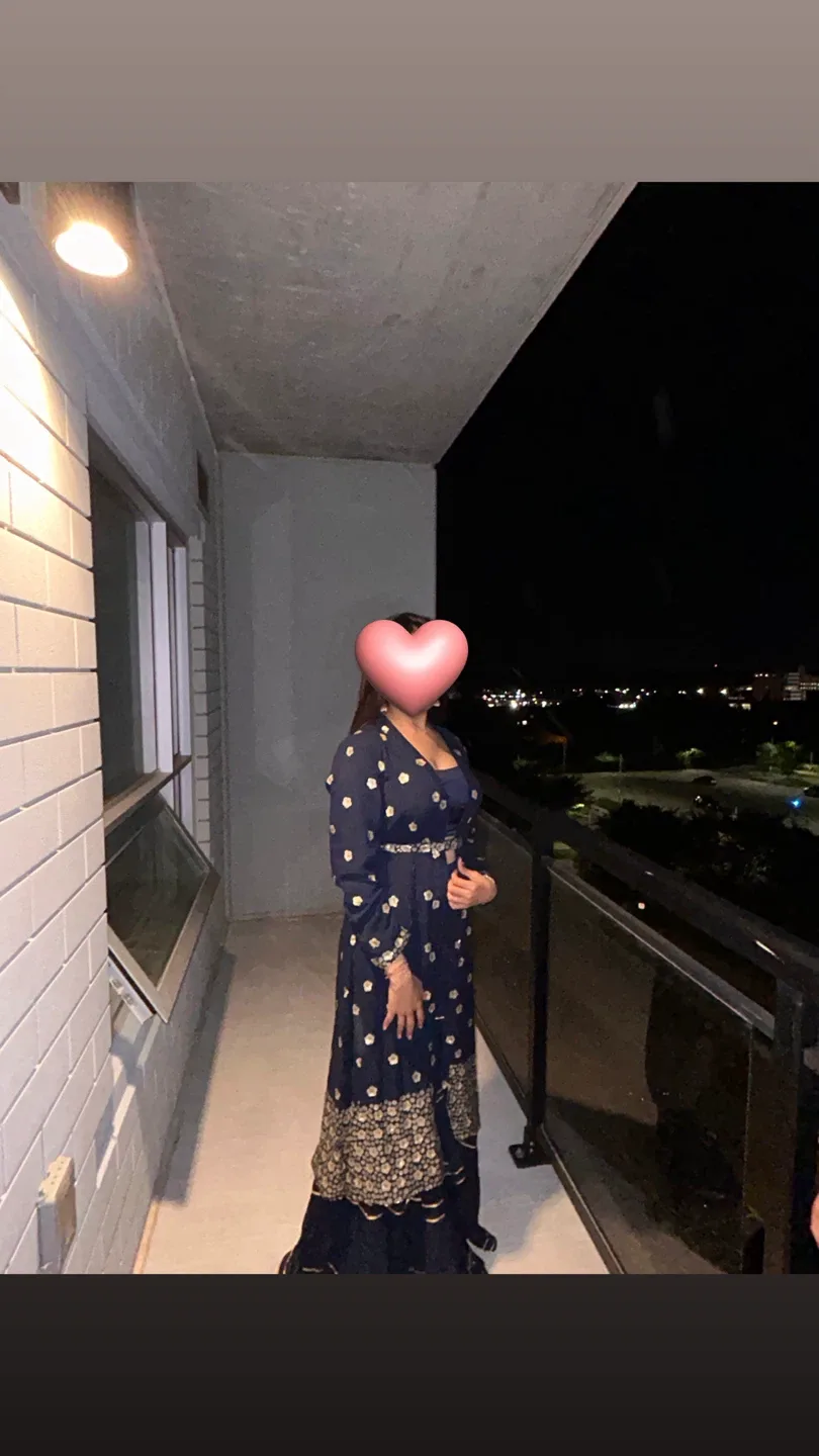 Floral Embroidered Navy Blue Gharara image indicator(2)