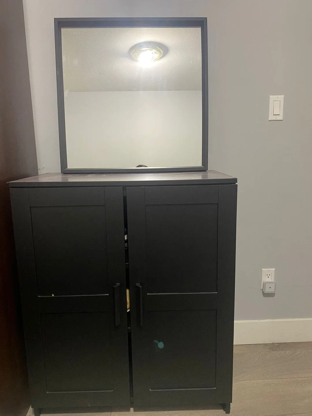Black ikea Cabinet and Mirror