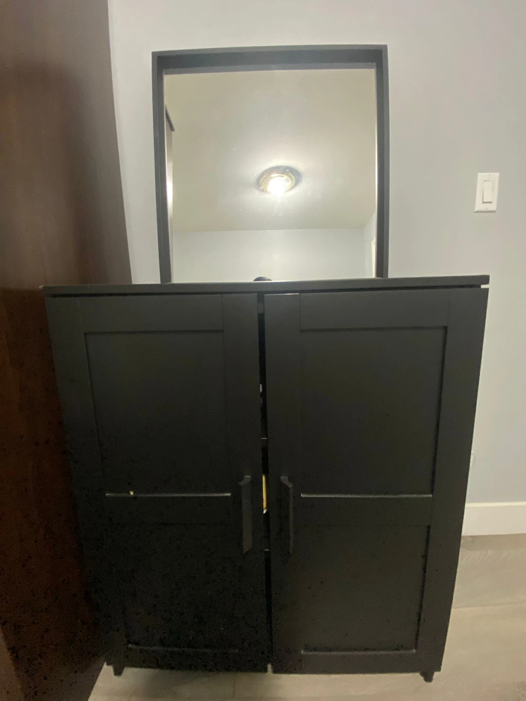 Black ikea Cabinet and Mirror - photo 2