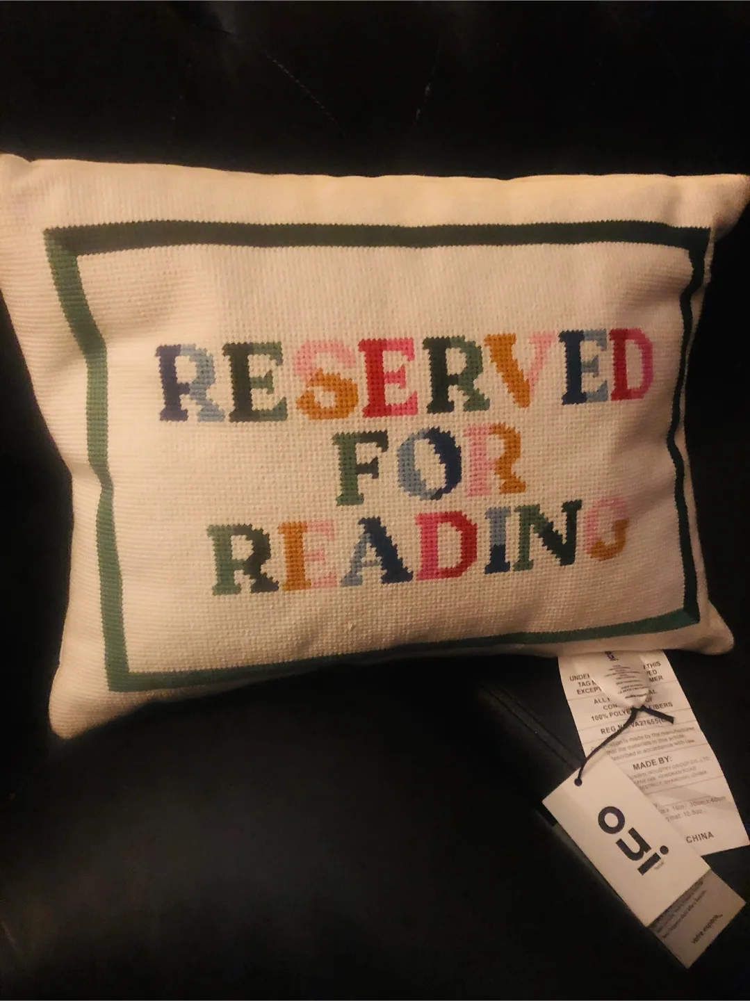 🧡 OUI Reserved For Reading Pillow - New with Tags! thumbnail