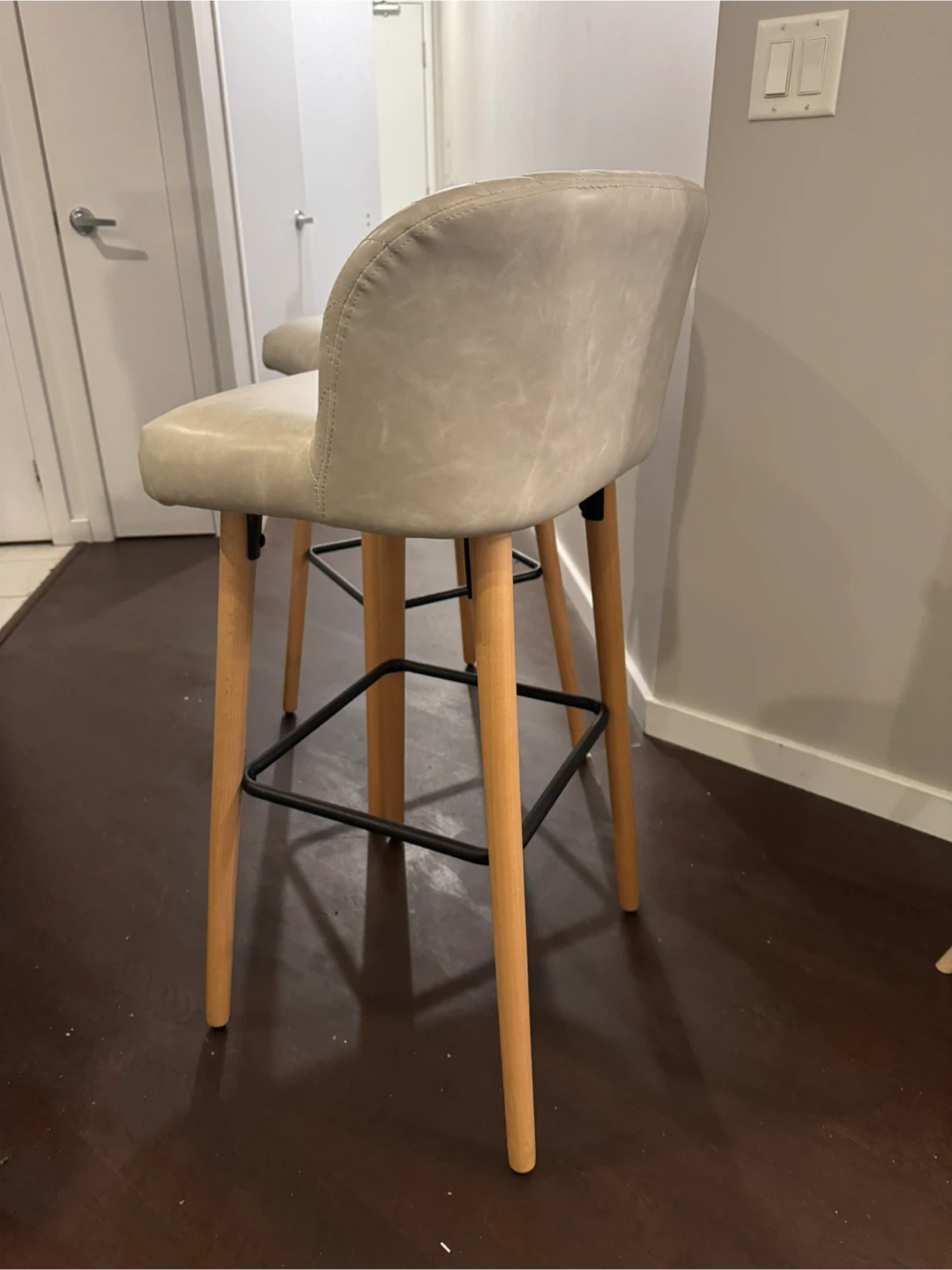Set of 2 Bar Stools - Beige - photo 3