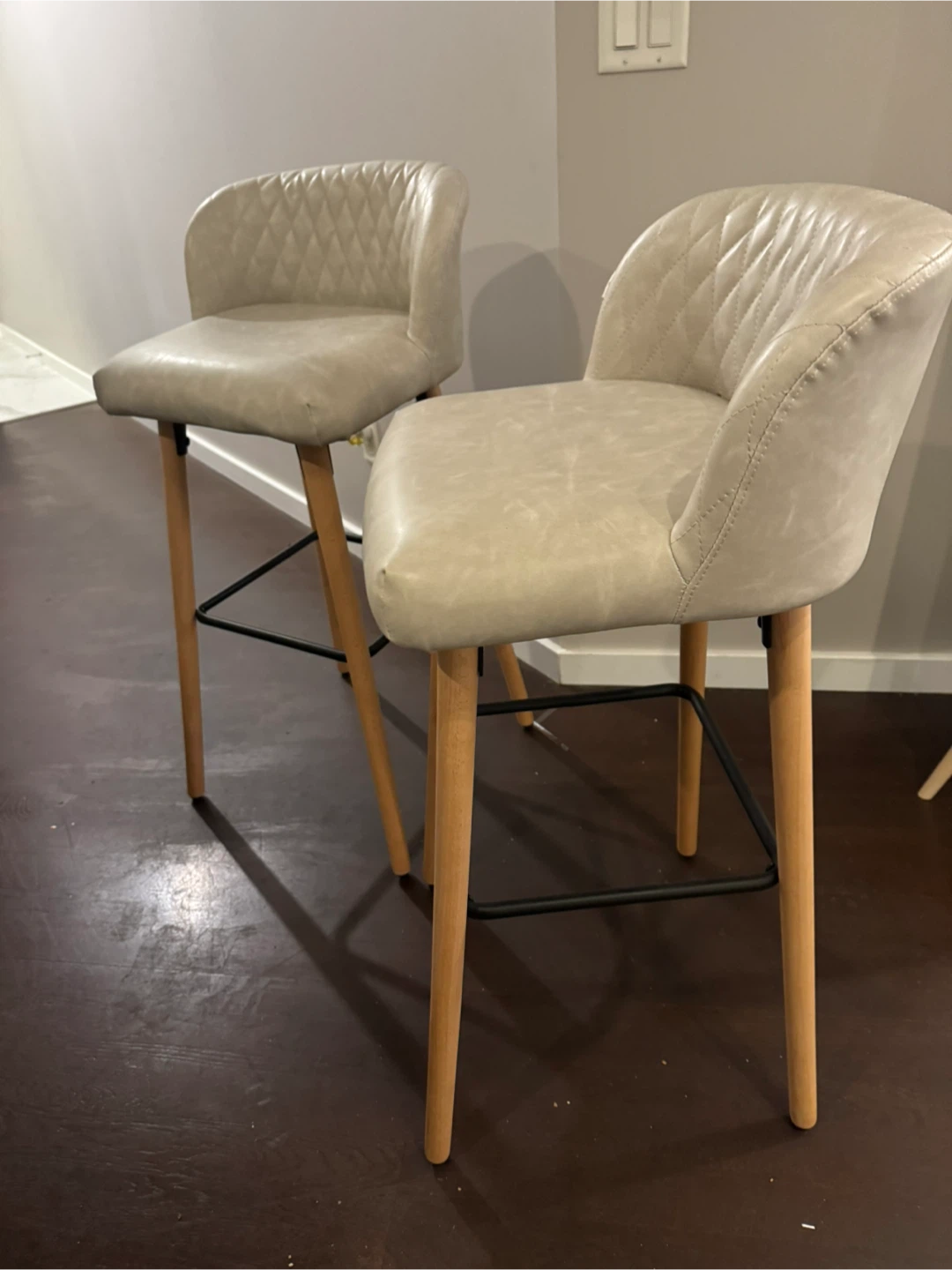 Set of 2 Bar Stools - Beige
