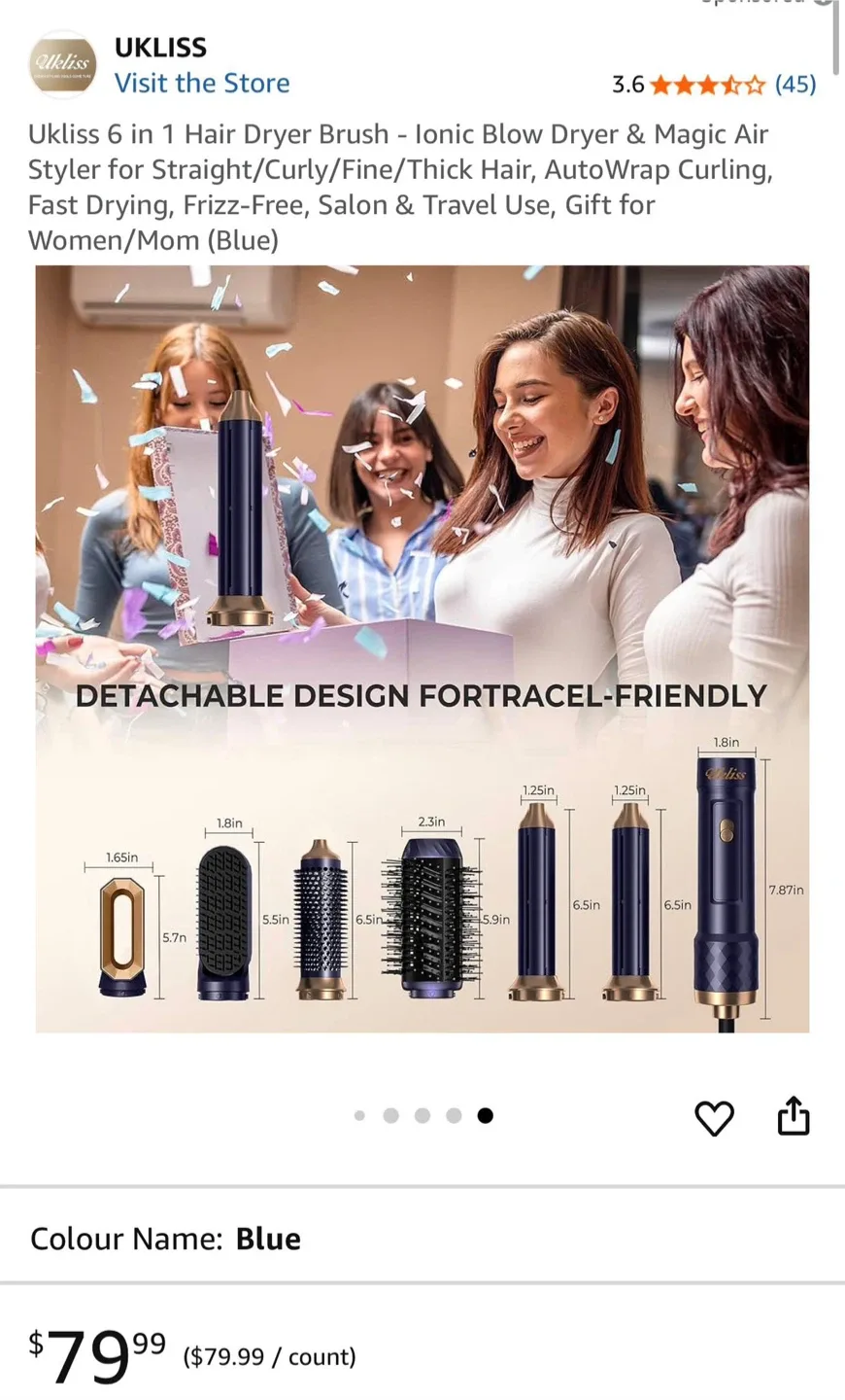 Ukliss 6 in 1 Hair Dryer Brush - NEW thumbnail